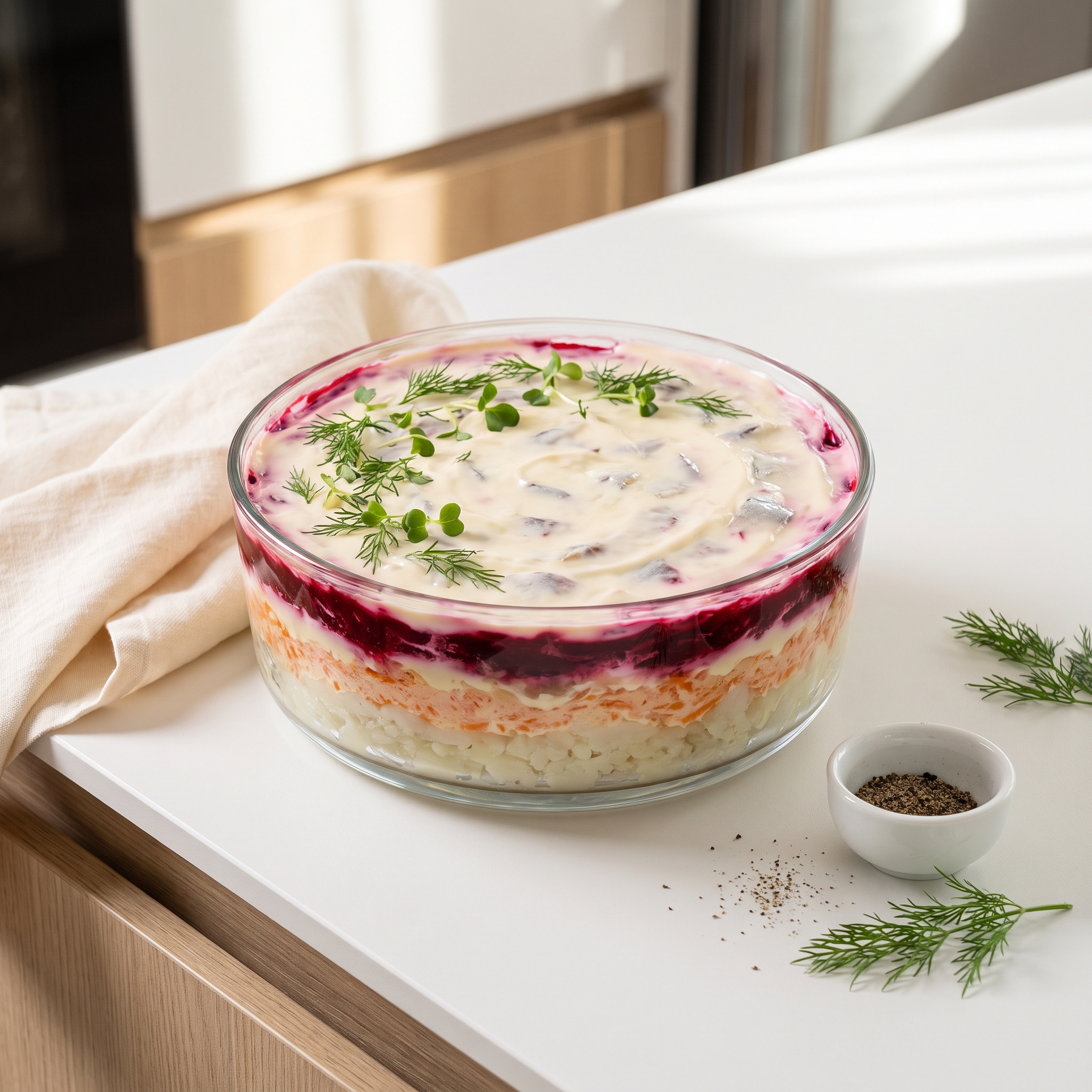 Herring and Beet Layered Russian Salad