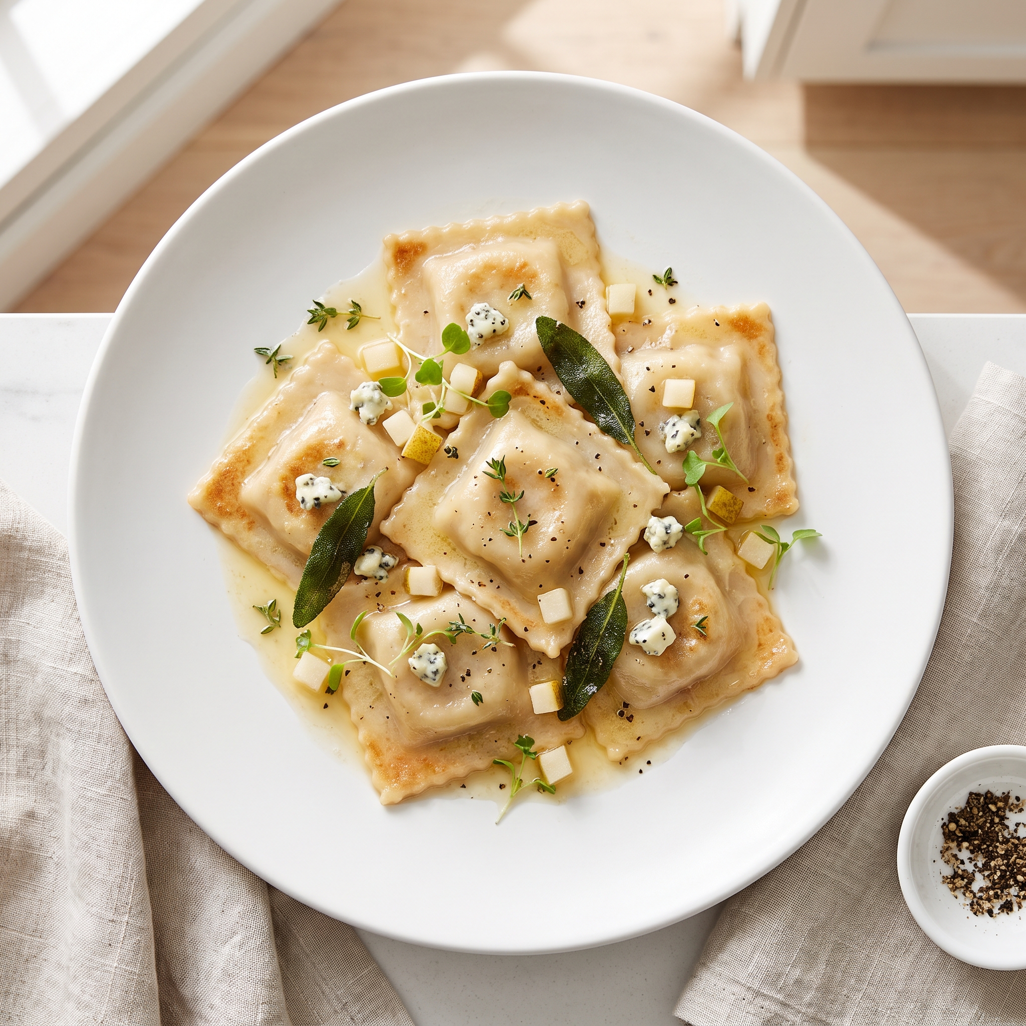 Homemade Pear and Gorgonzola Ravioli