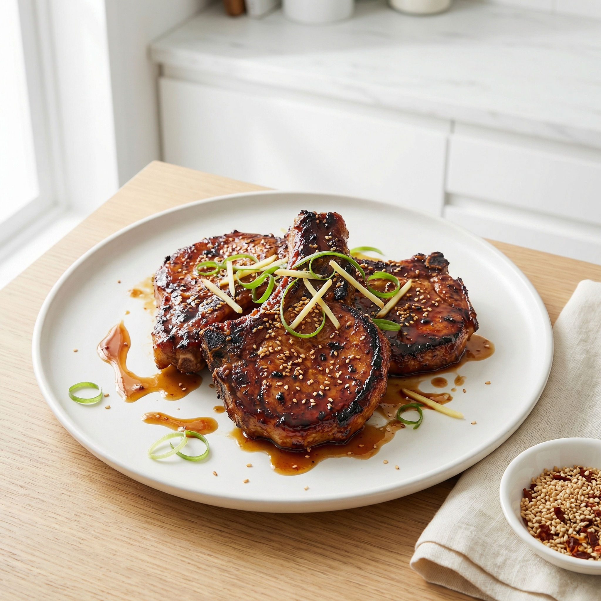 Ginger Honey-Hoisin Glazed Pork Chops