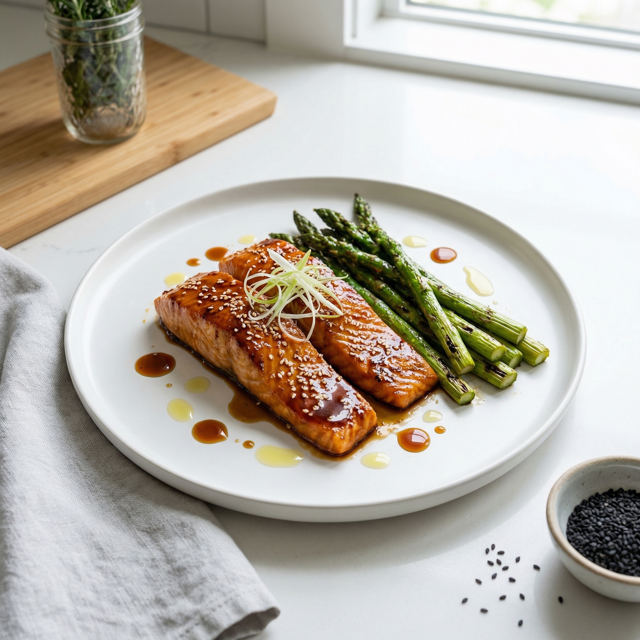 Soy Honey-Glazed Salmon and Asparagus