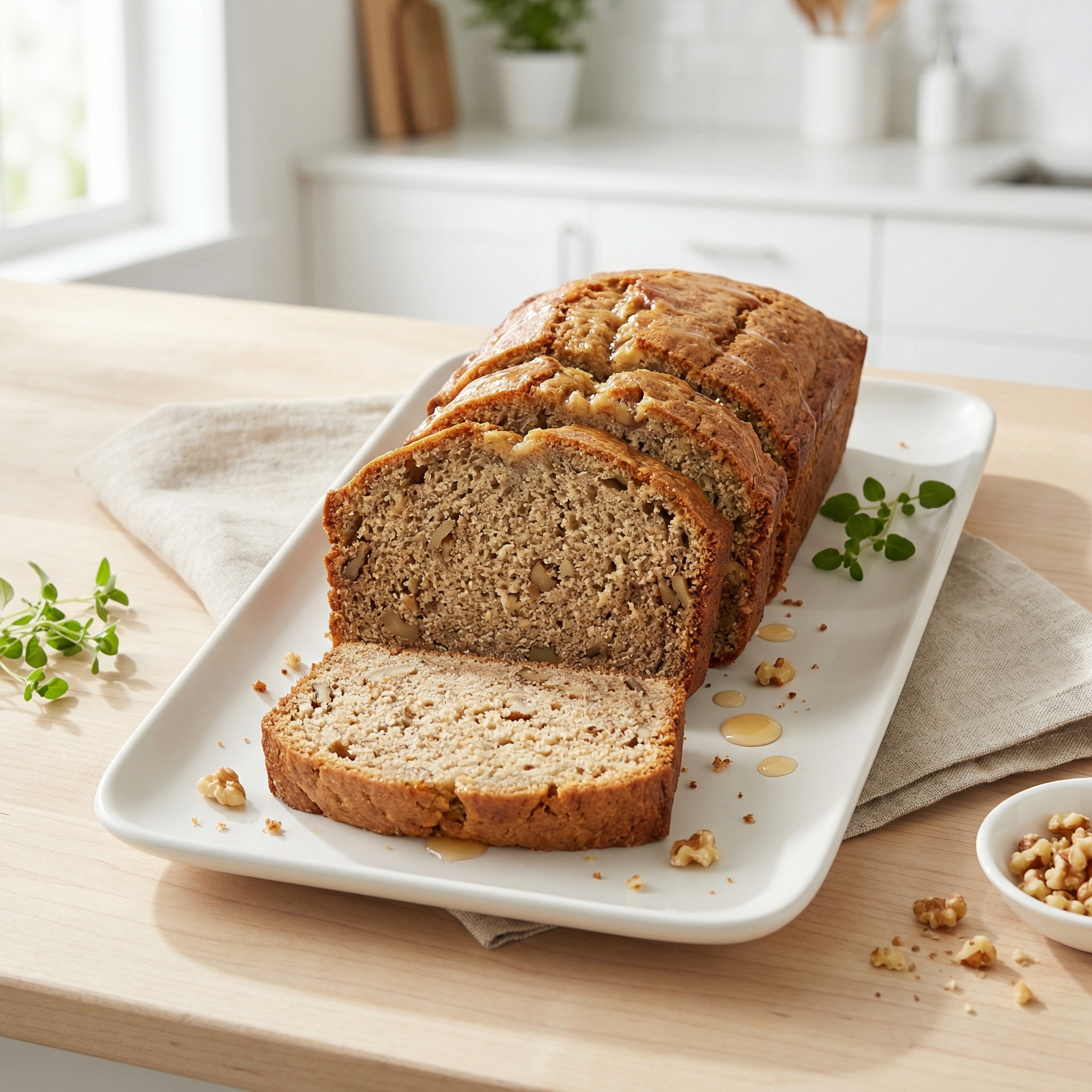 Honey-Sweetened Whole Wheat Banana Nut Loaf