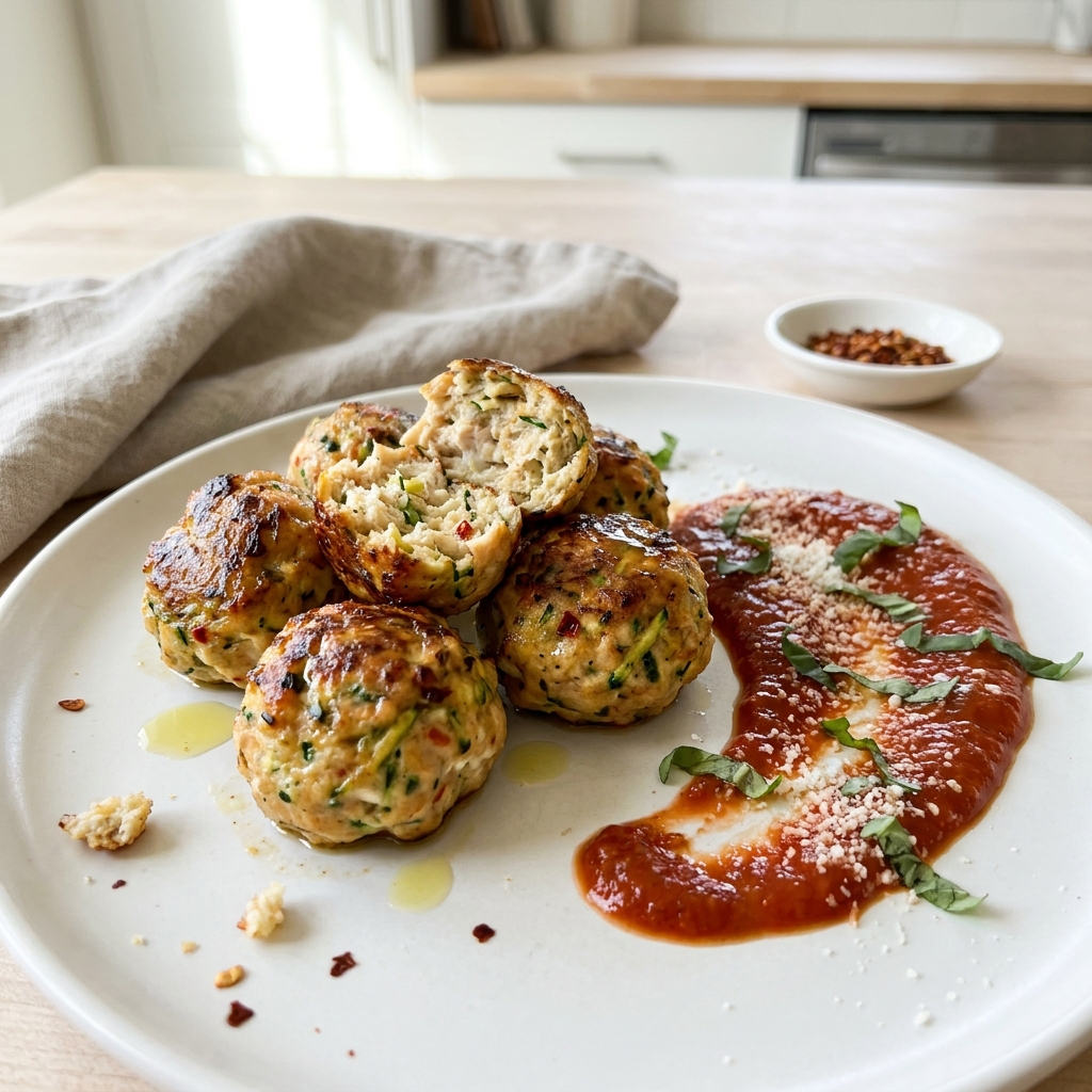 Hot Italian Chicken & Zucchini Meatballs