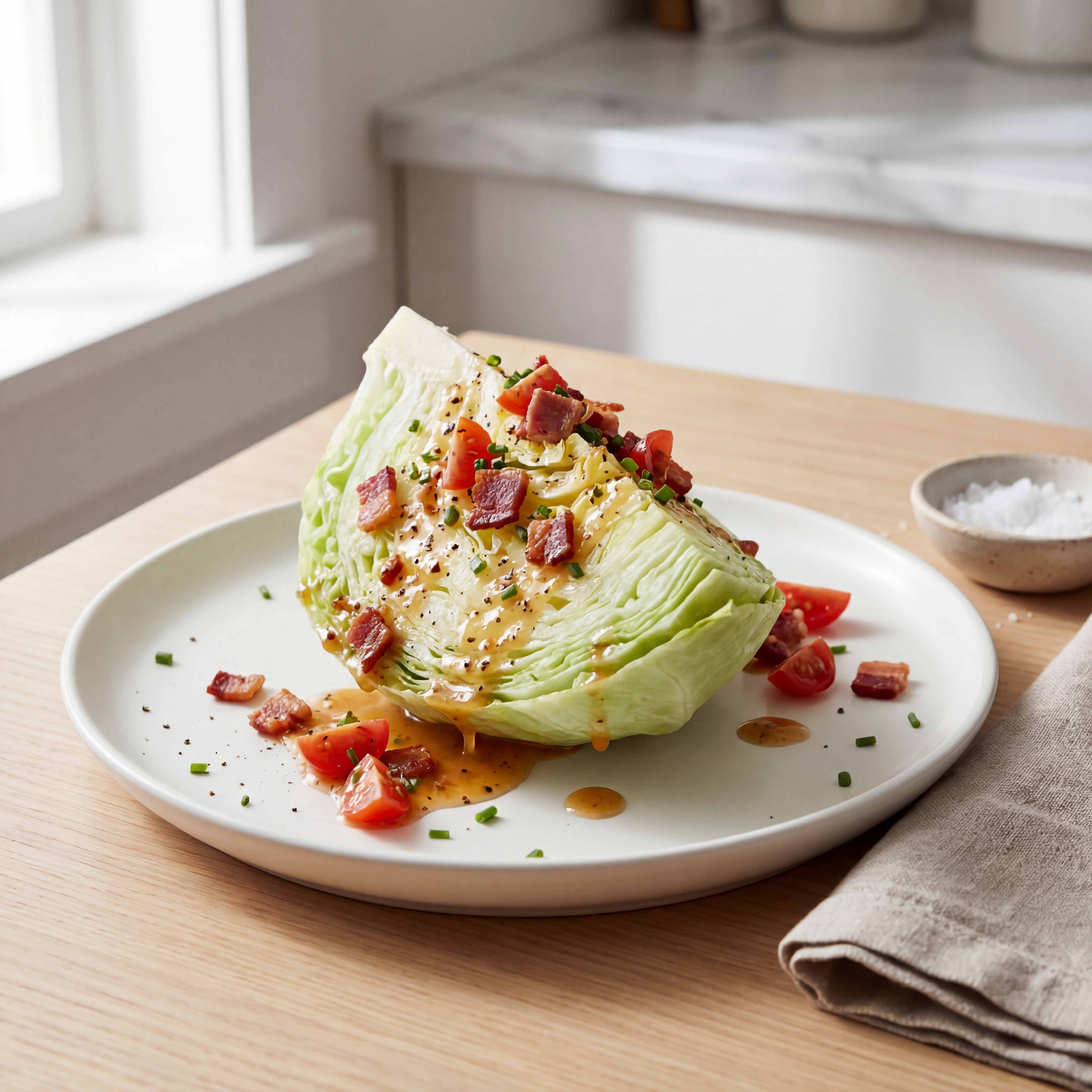 Iceberg Wedge Salad with Warm Bacon Dressing