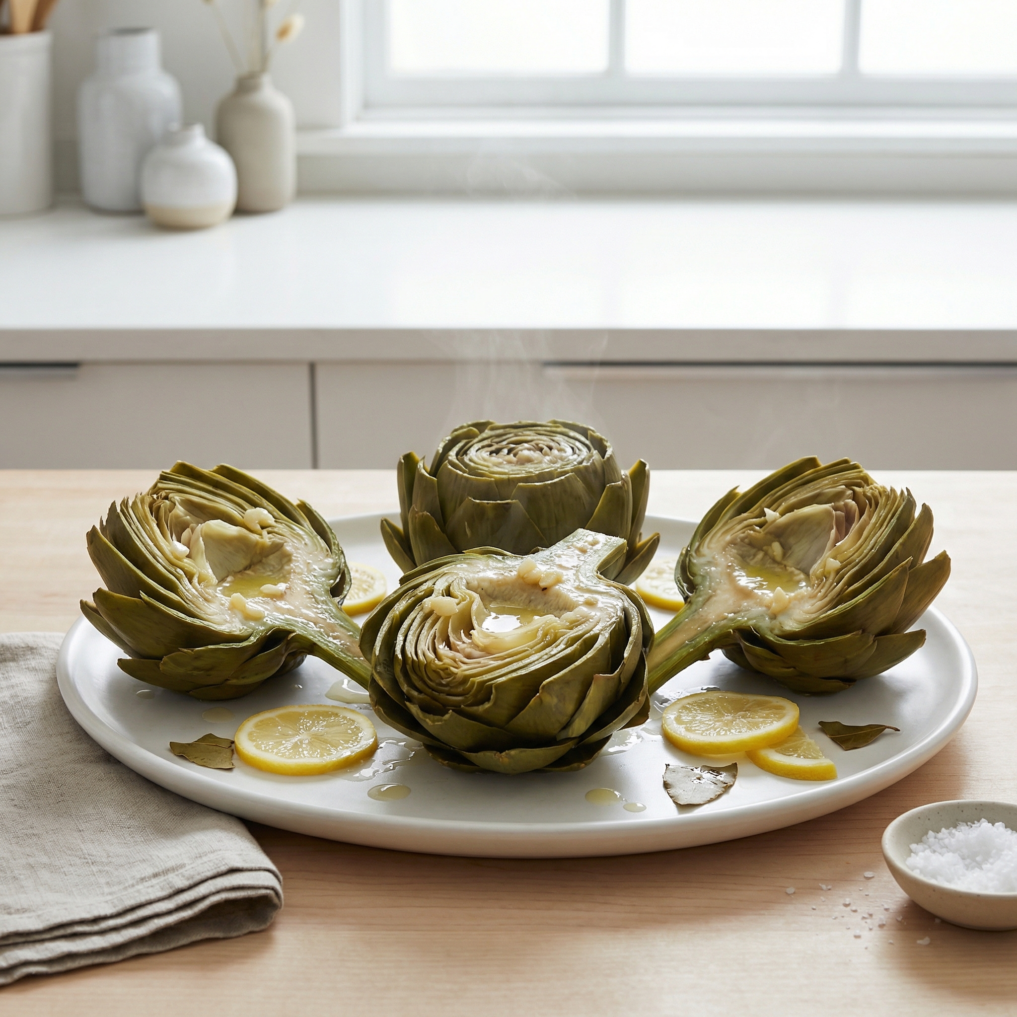 Pressure-Cooked Steamed Artichokes
