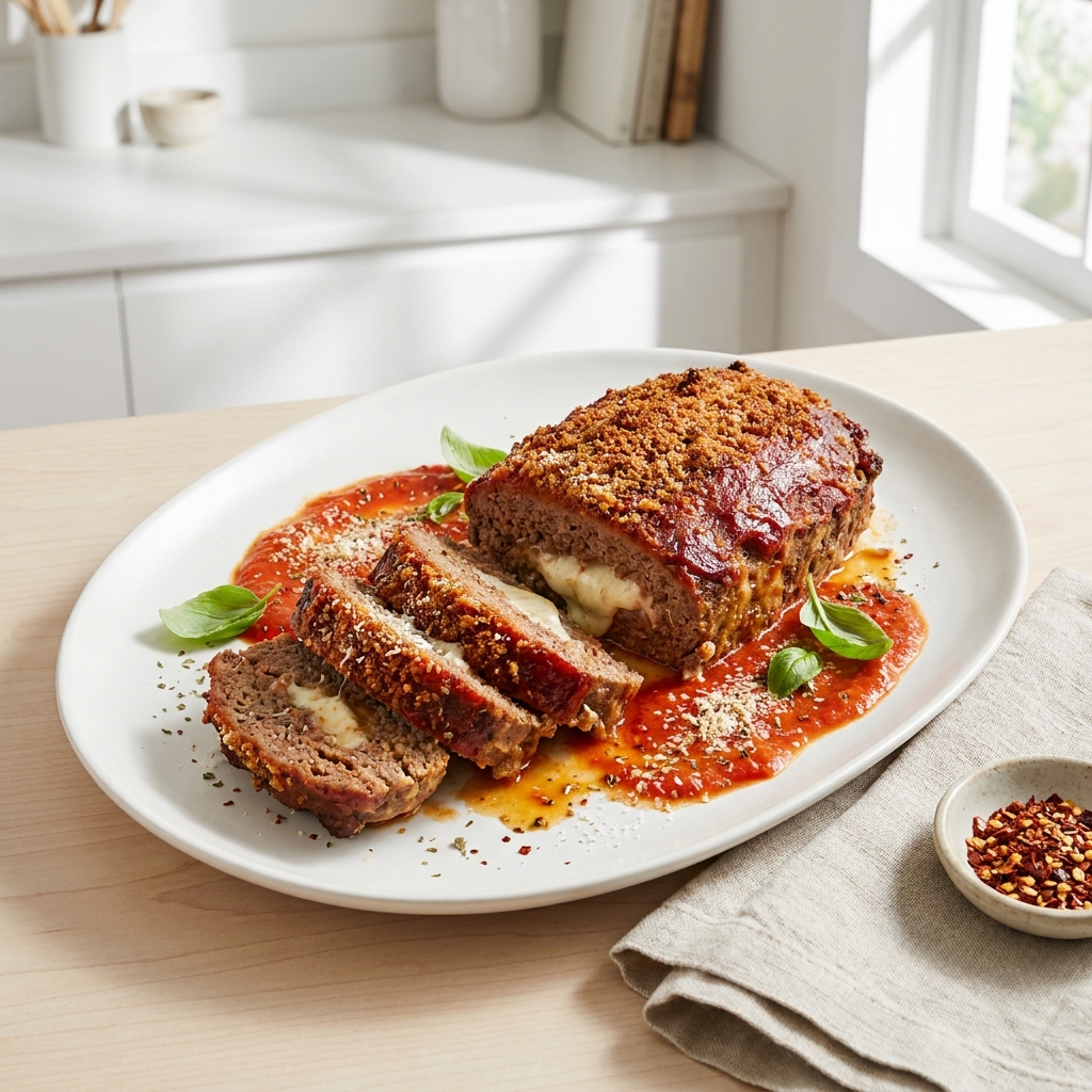 Italian Mozzarella-Stuffed Meatloaf