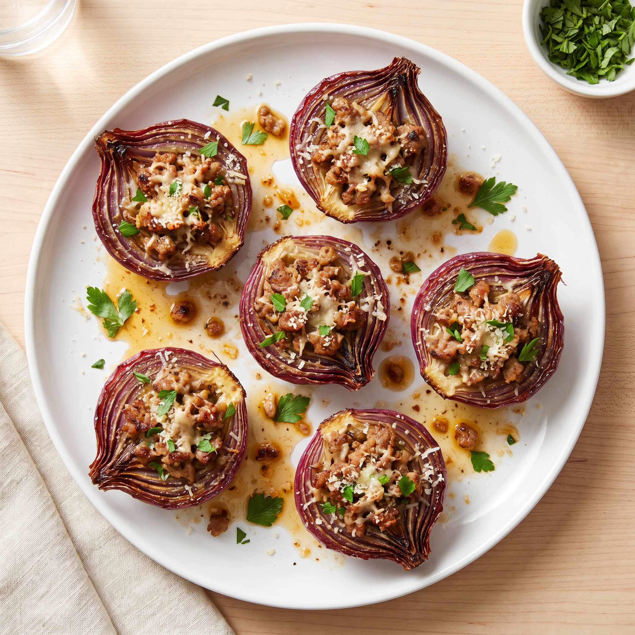 Italian Sausage–Filled Roasted Onions