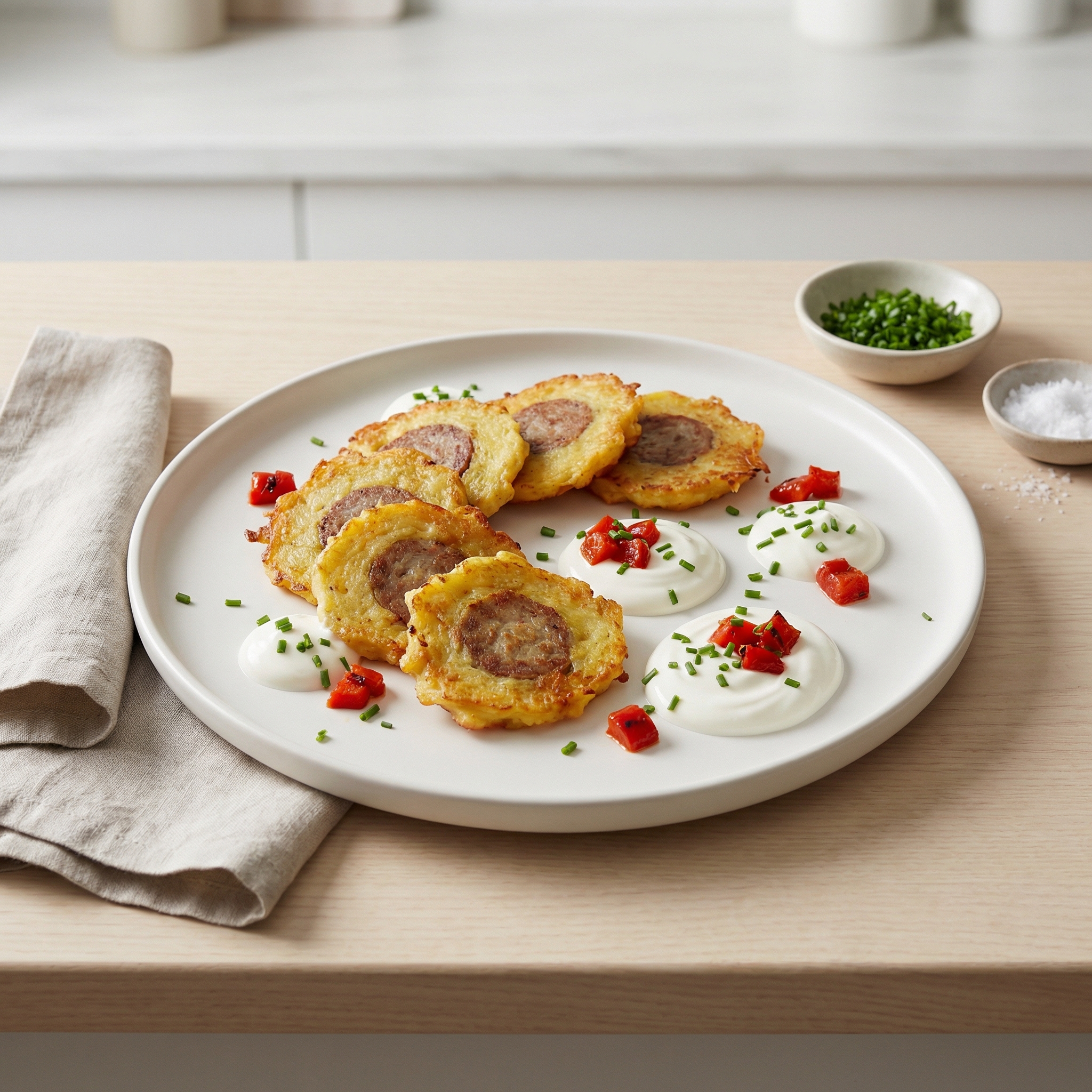Potato Pancakes Filled with Sausage