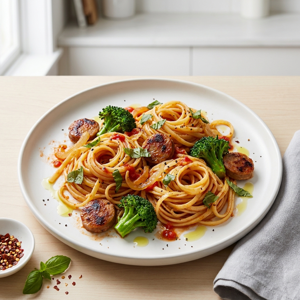 Italian Sausage Linguine with Broccoli