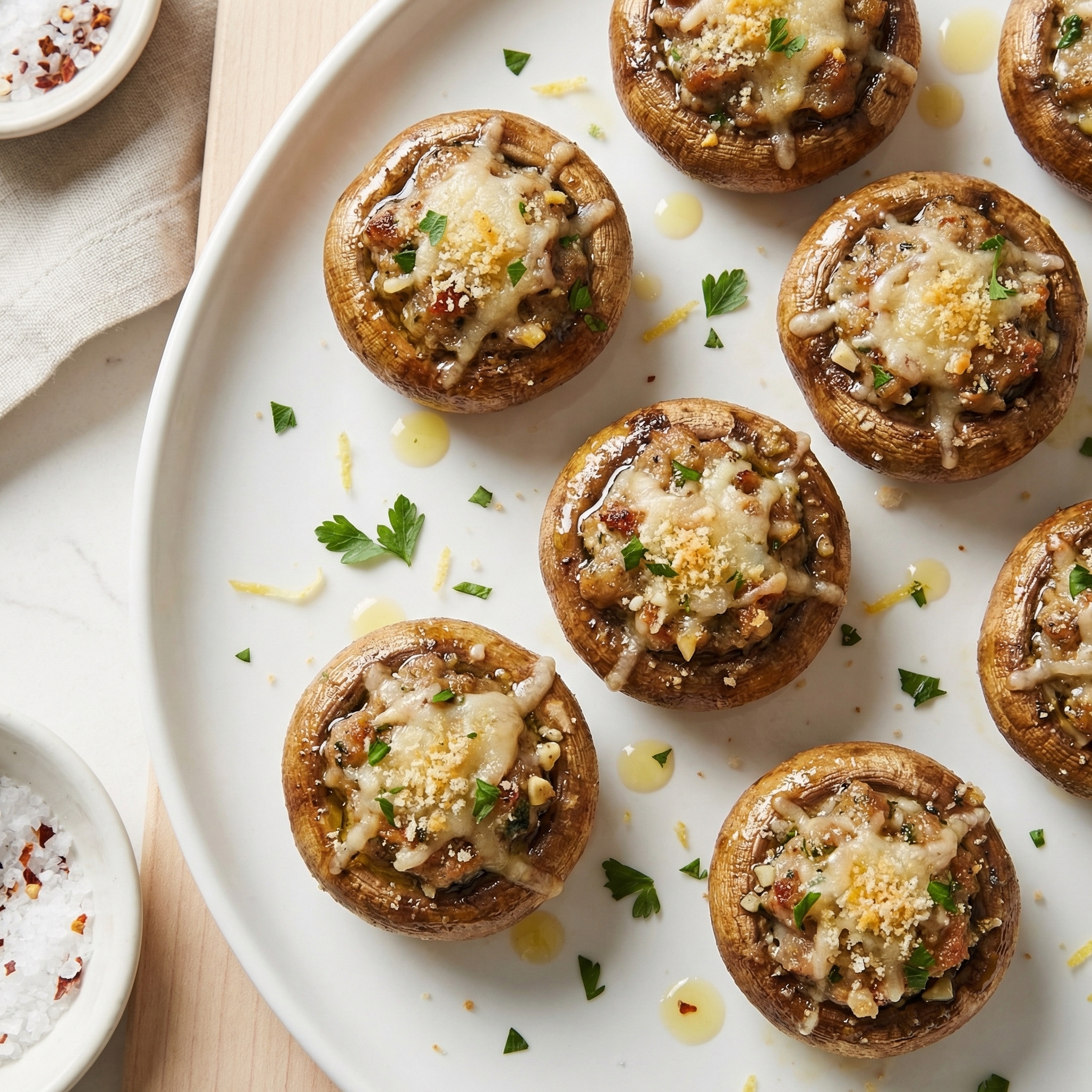 Italian Sausage–Stuffed Mushroom Caps