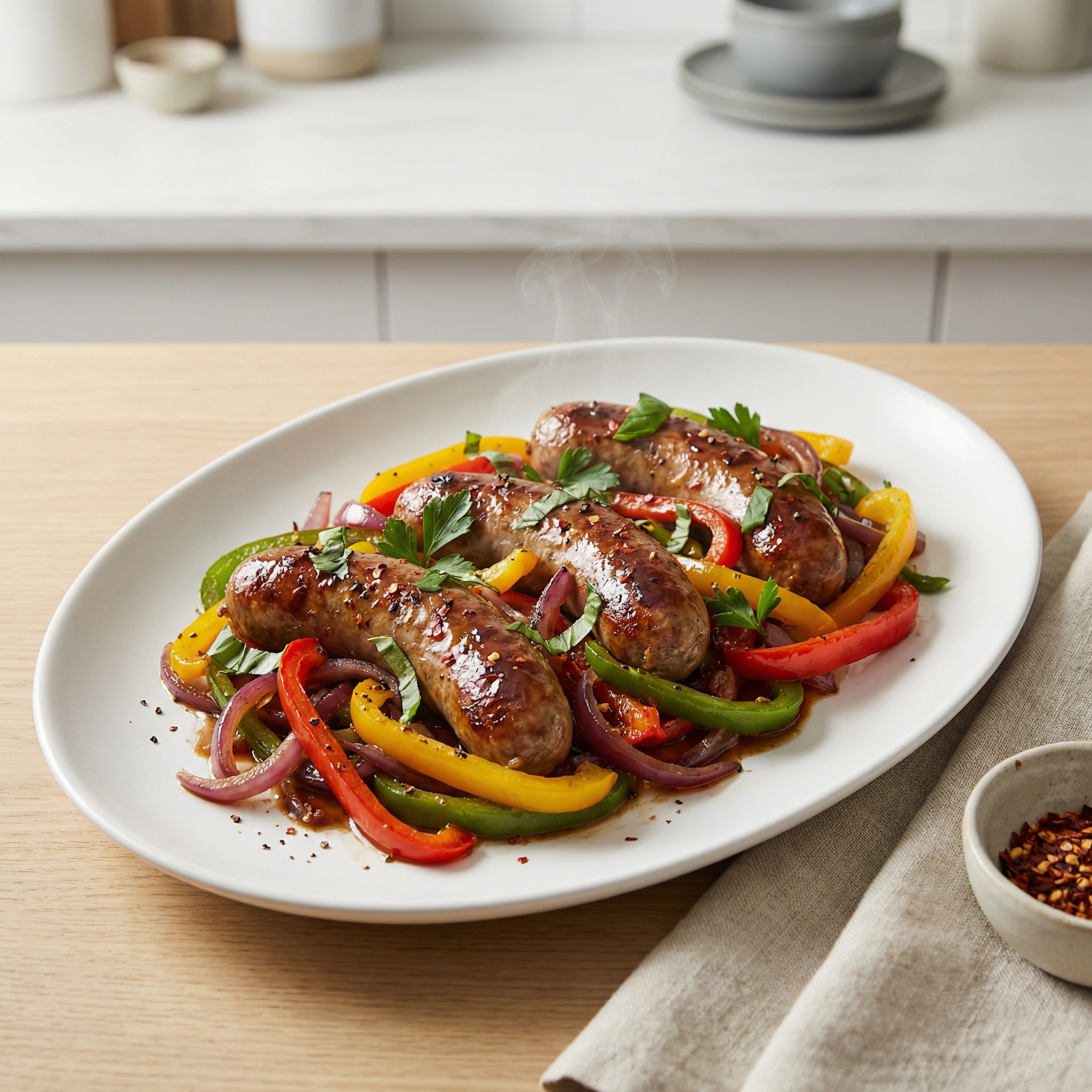 Best Ever Sausage with Peppers, Onions, and Beer!
