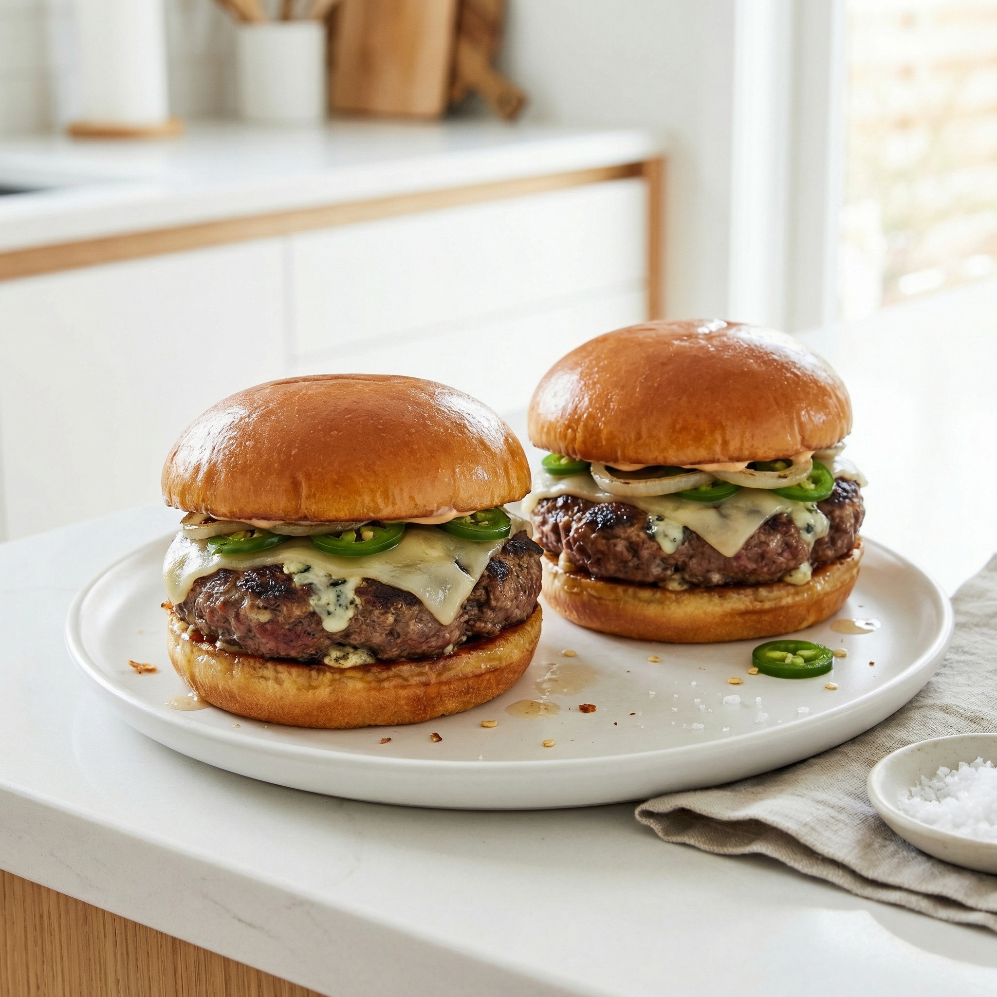 Jalapeno-Blue Cheese Burgers