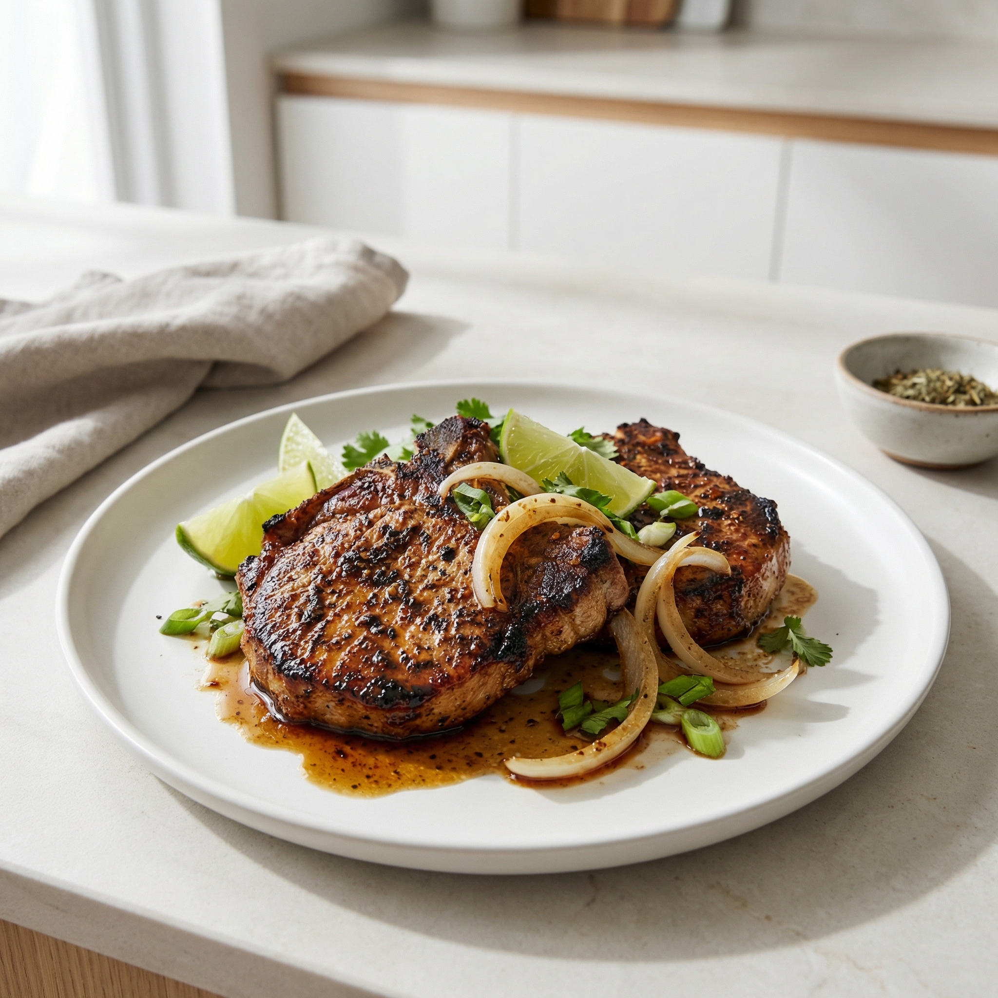 Skillet Jerk-Spiced Pork Chops
