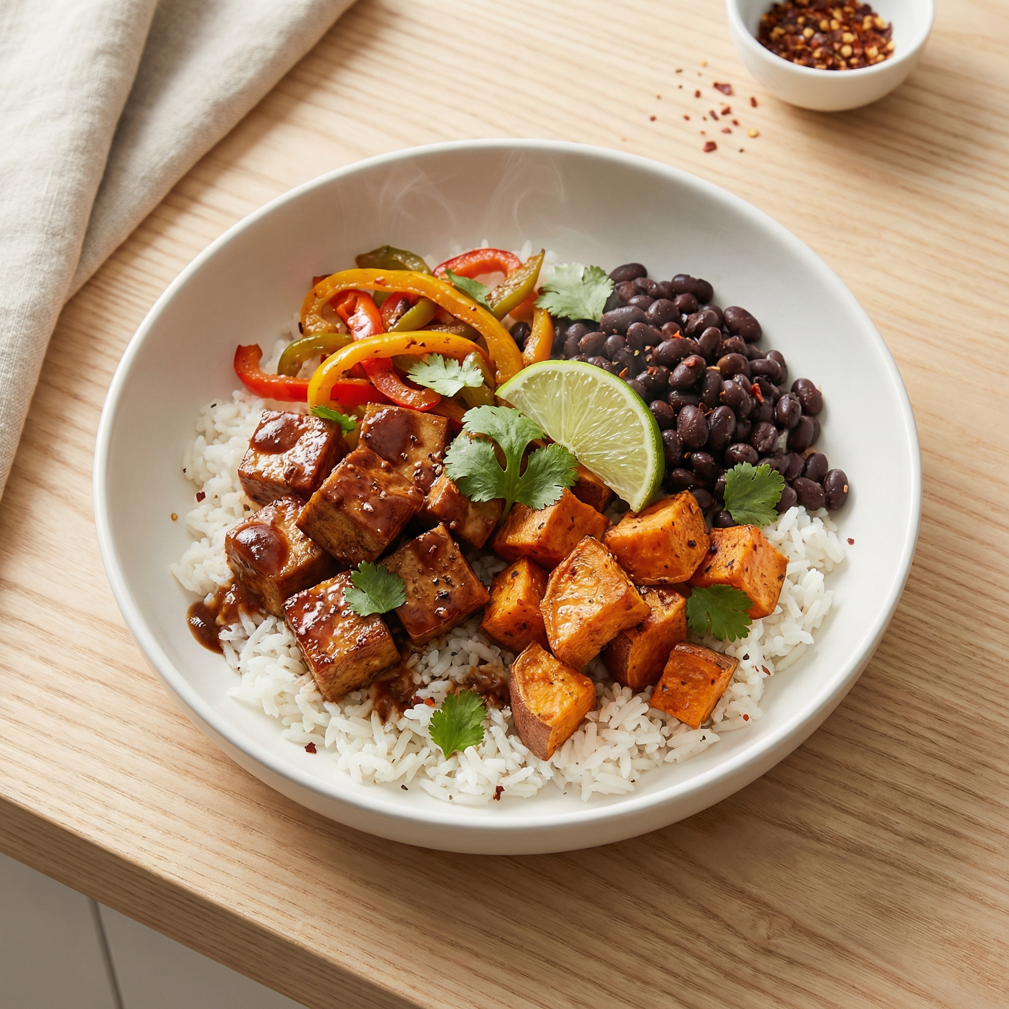 Jerk Tofu and Veggie Grain Bowl