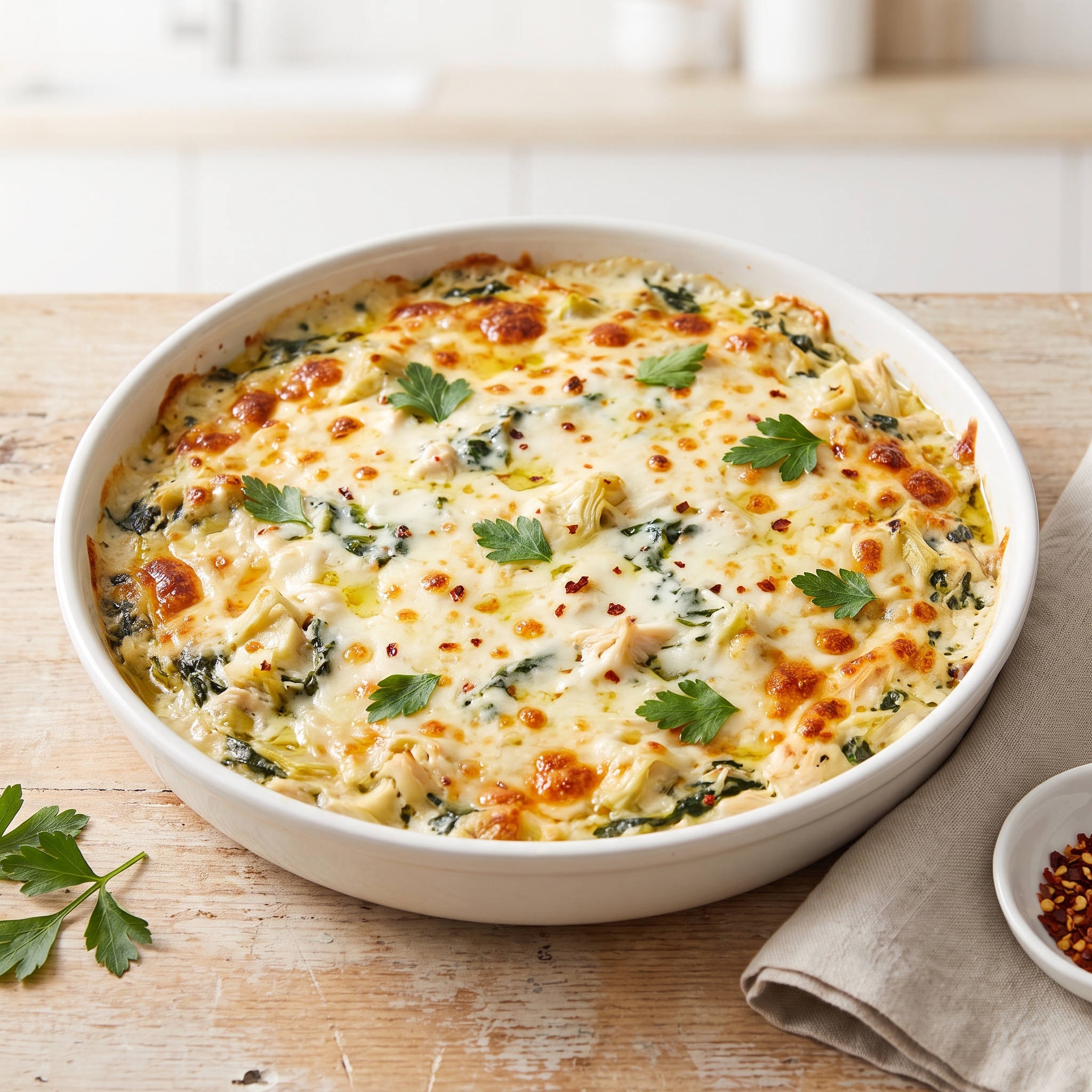 Justine’s Chicken, Spinach & Artichoke Party Dip