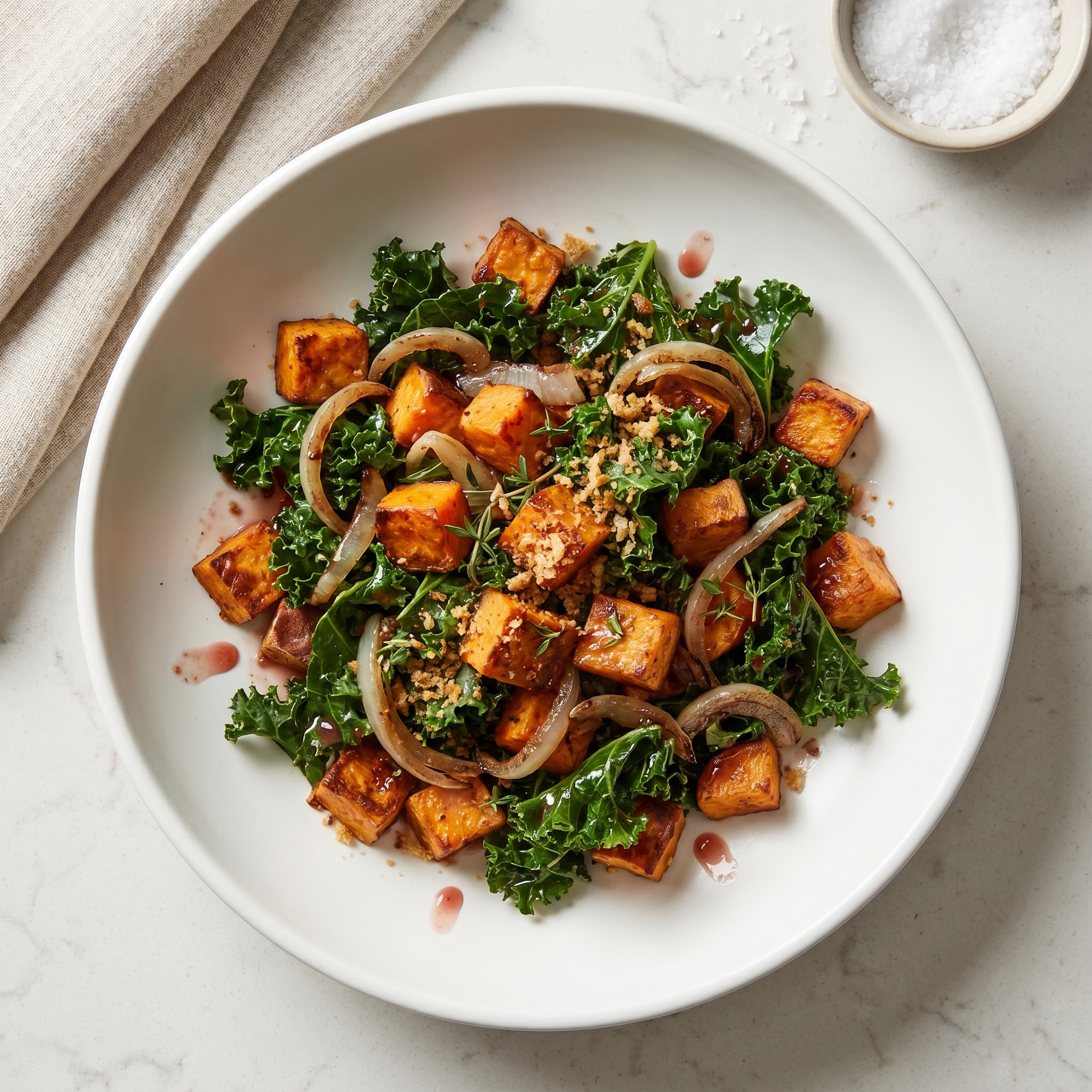 Kale Salad with Roasted Sweet Potatoes