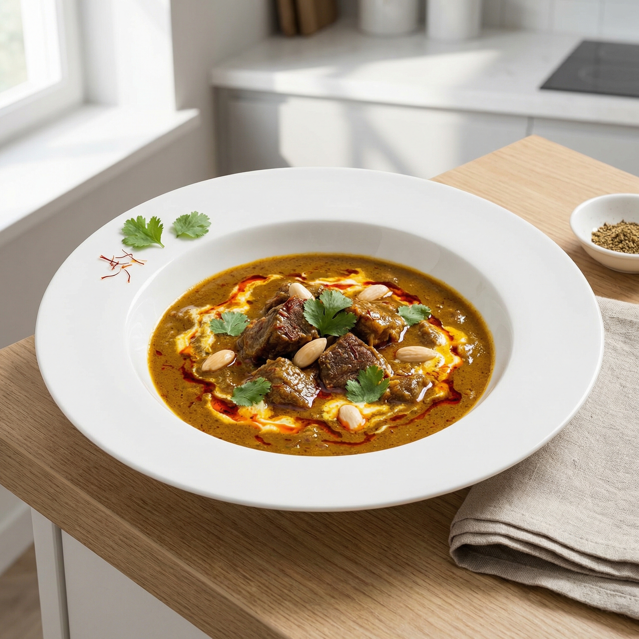 Kashmiri-Style Lamb Curry with Saffron Yogurt