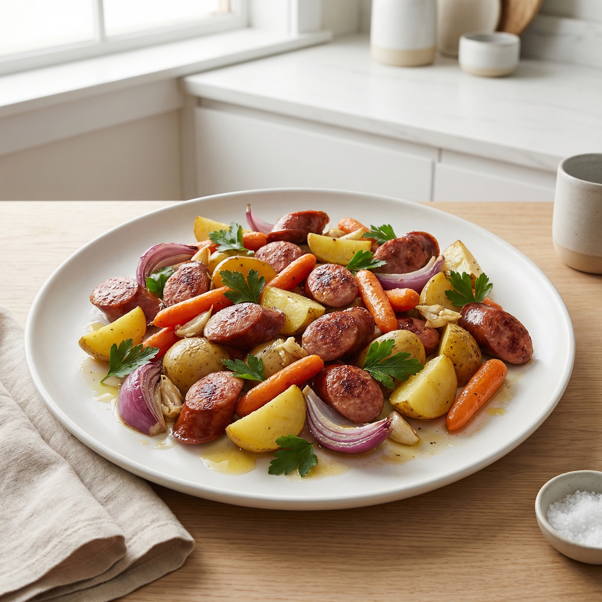 Sausage, Potato, Carrot Bake