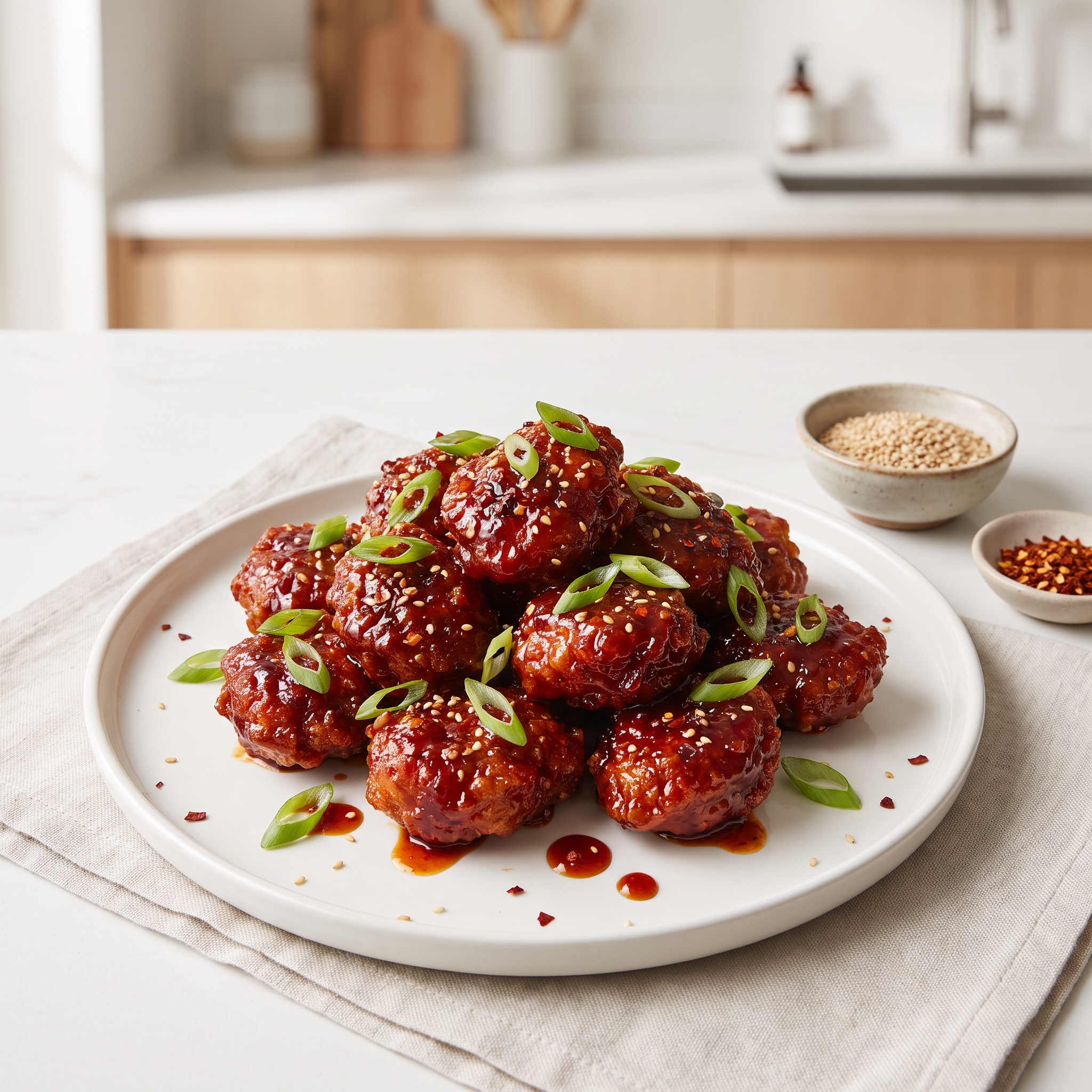Korean-Style Crispy Fried Chicken with Gochujang Glaze