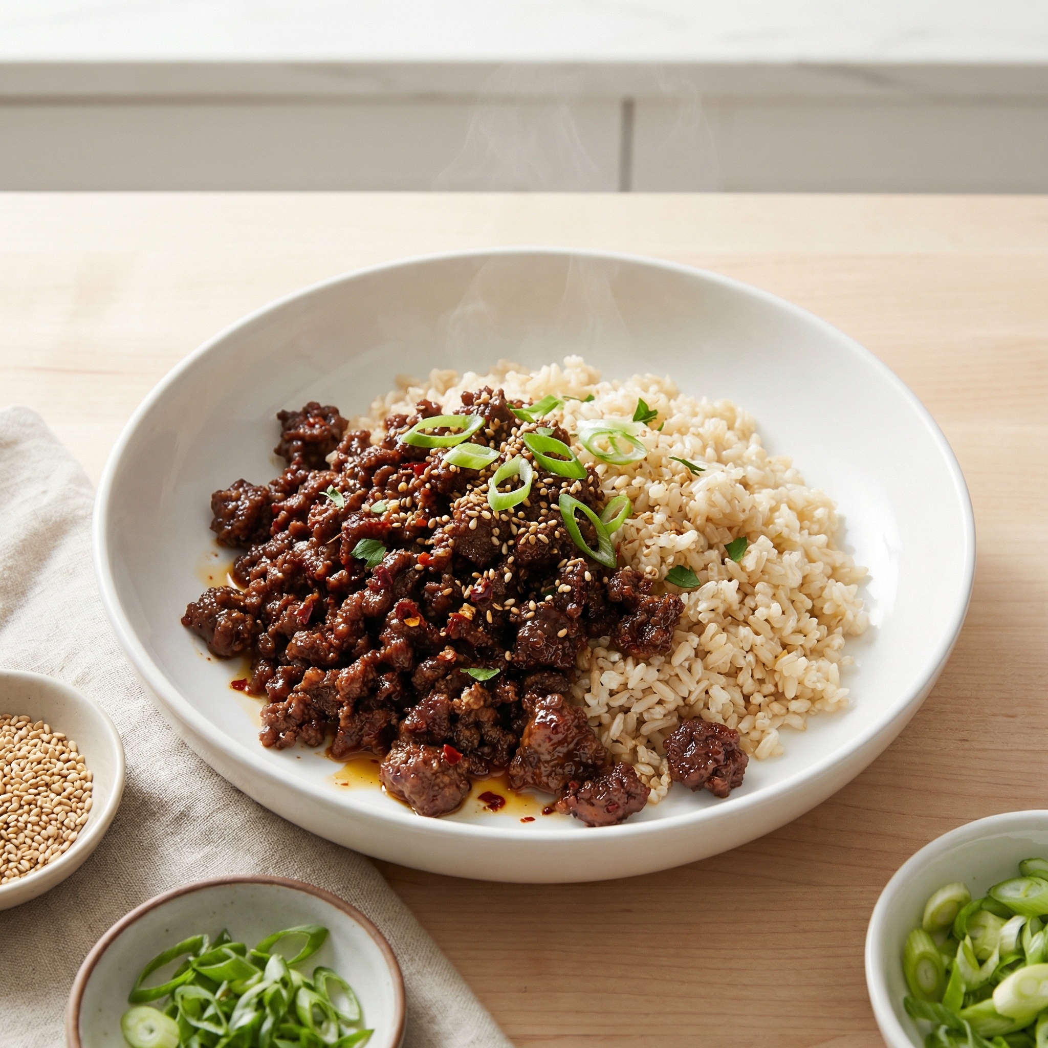 Quick Korean-Style Beef Rice Bowls