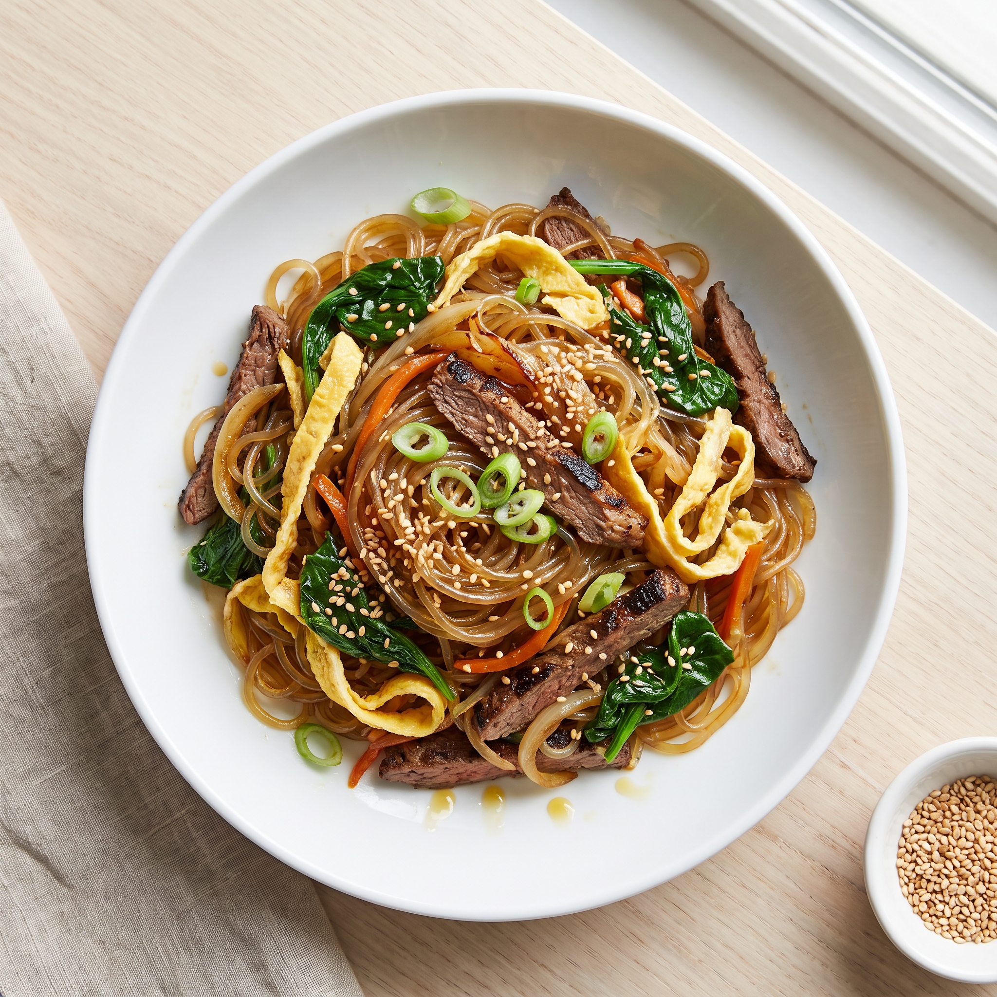 Korean Sweet Potato Noodles (Japchae)