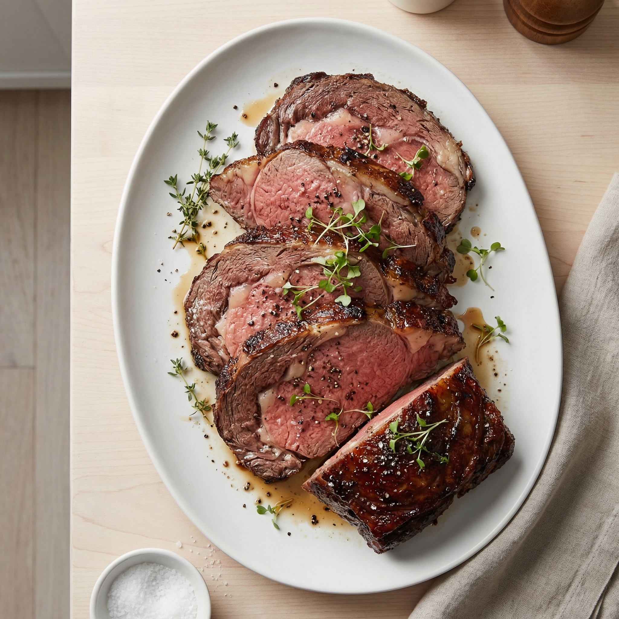 Prime Rib Roast Baked in a Kosher Salt Crust