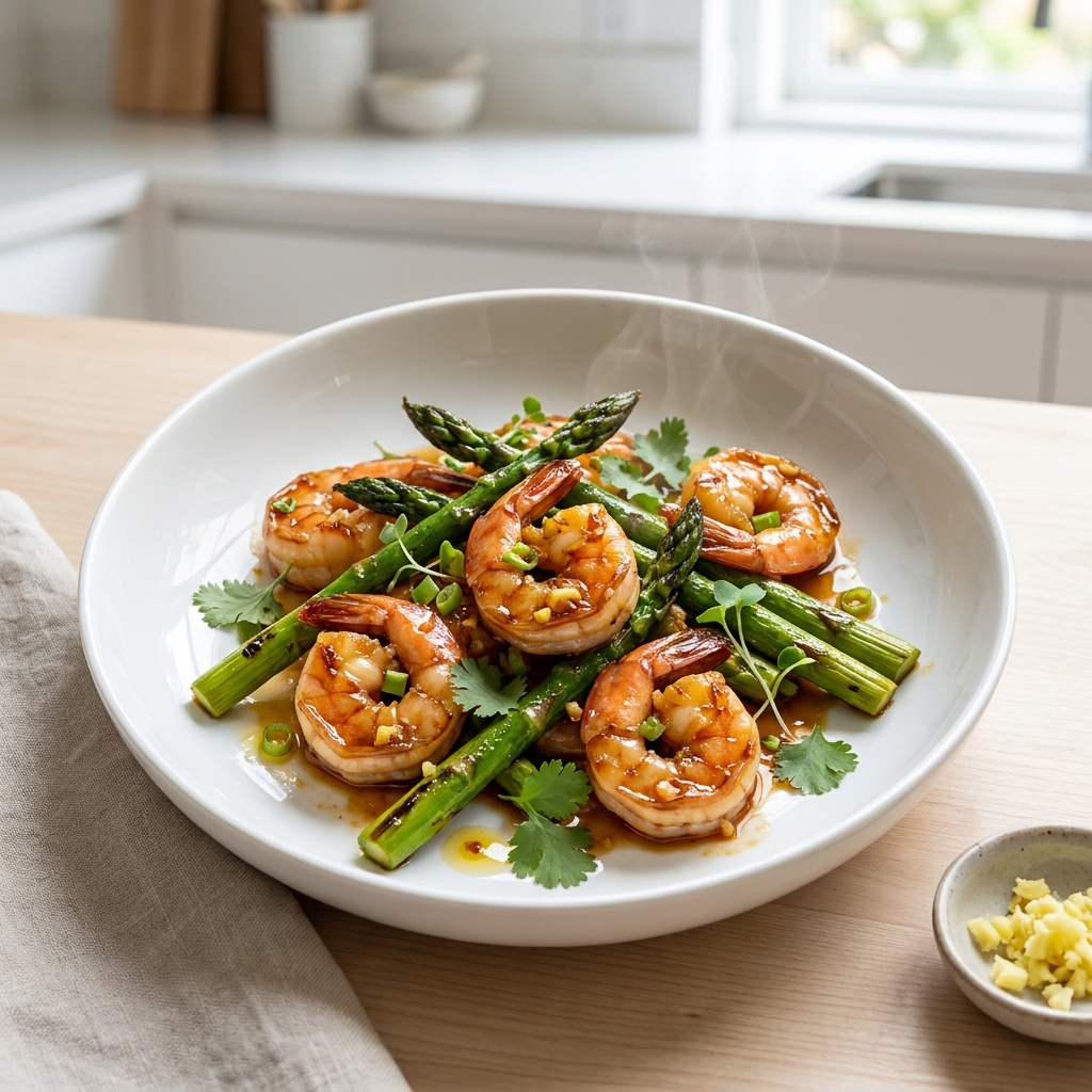 Large Shrimp with Asparagus