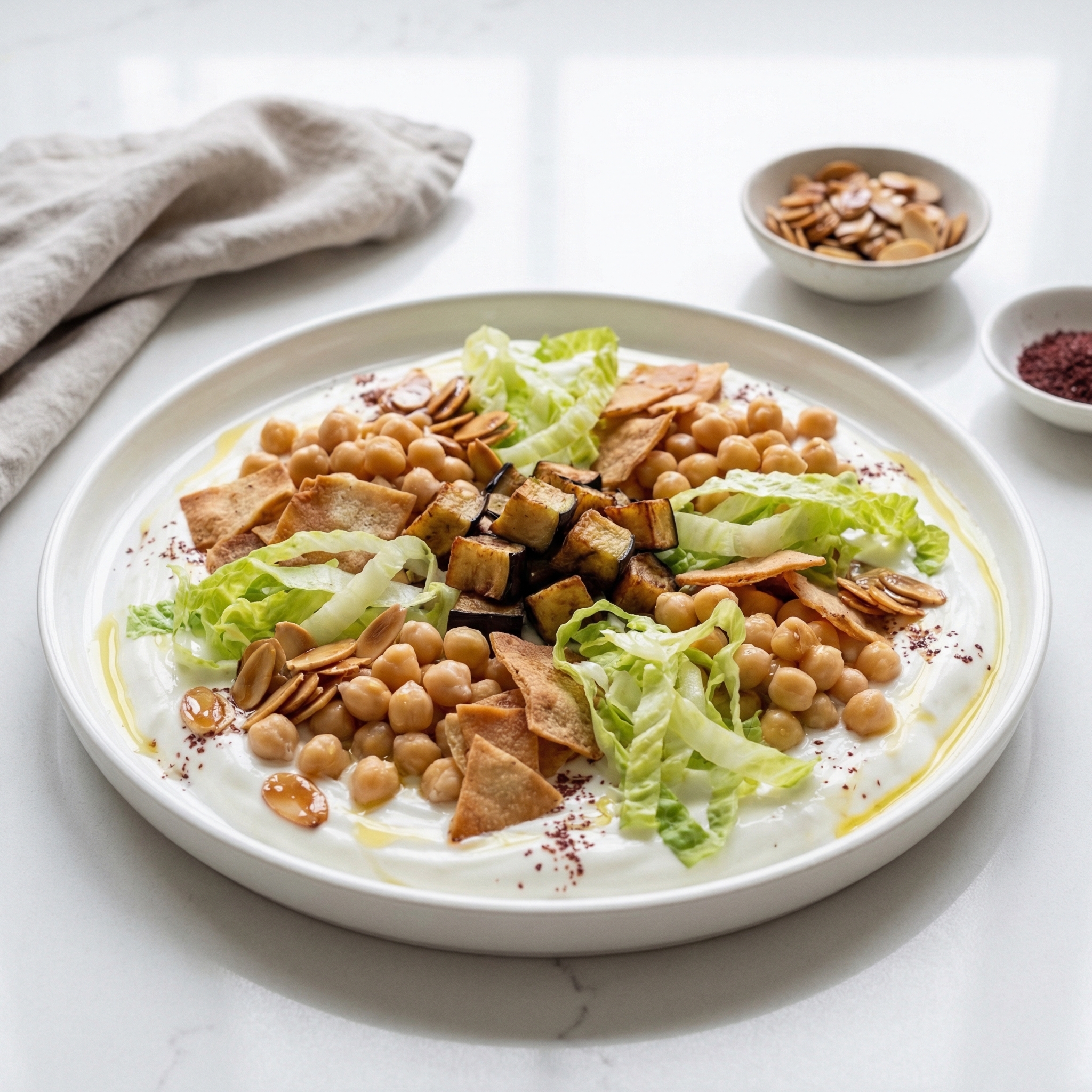Fattet Betenjan (Layered Eggplant with Yogurt and Pita)