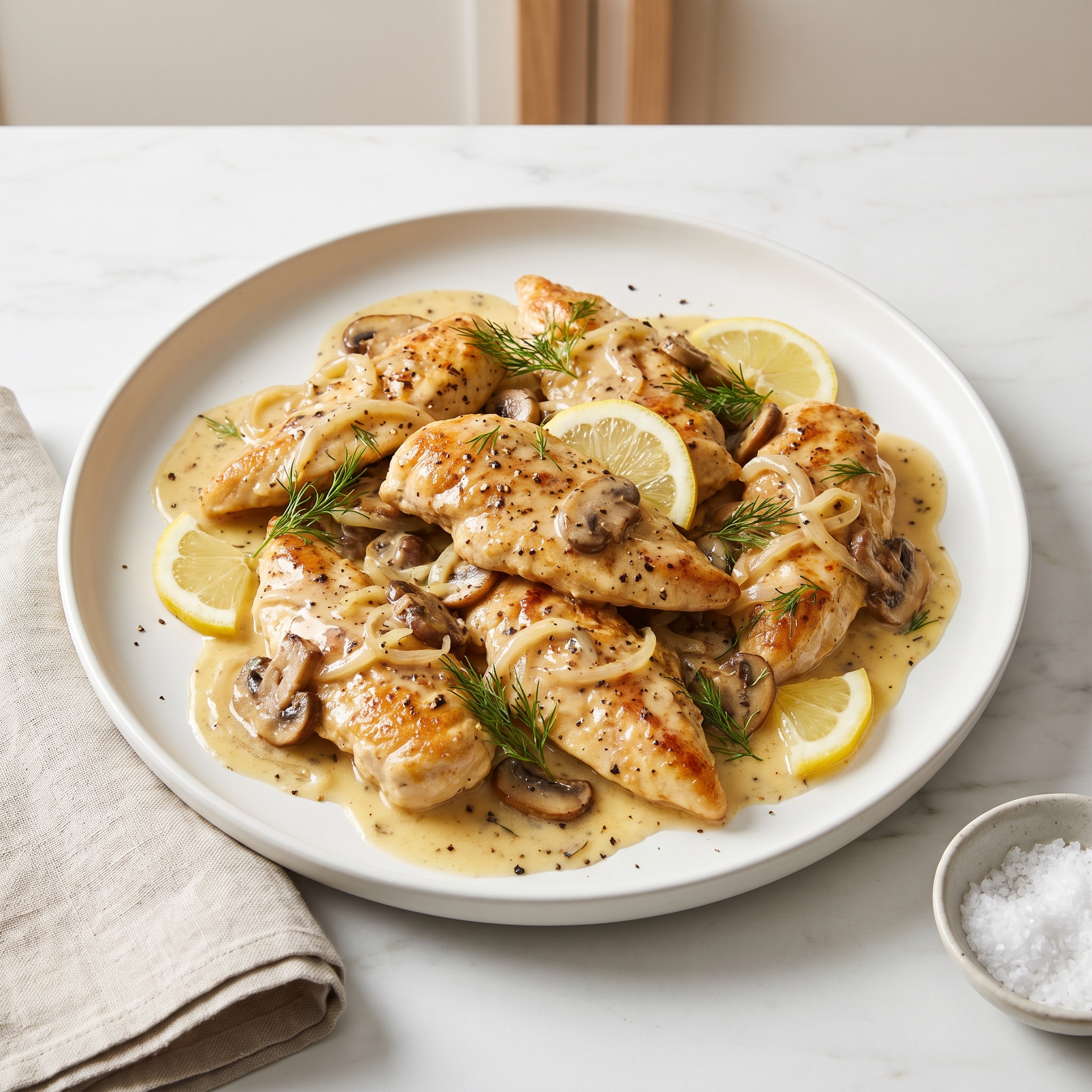 Lemon-Dill Mushroom Cream Chicken Tenders