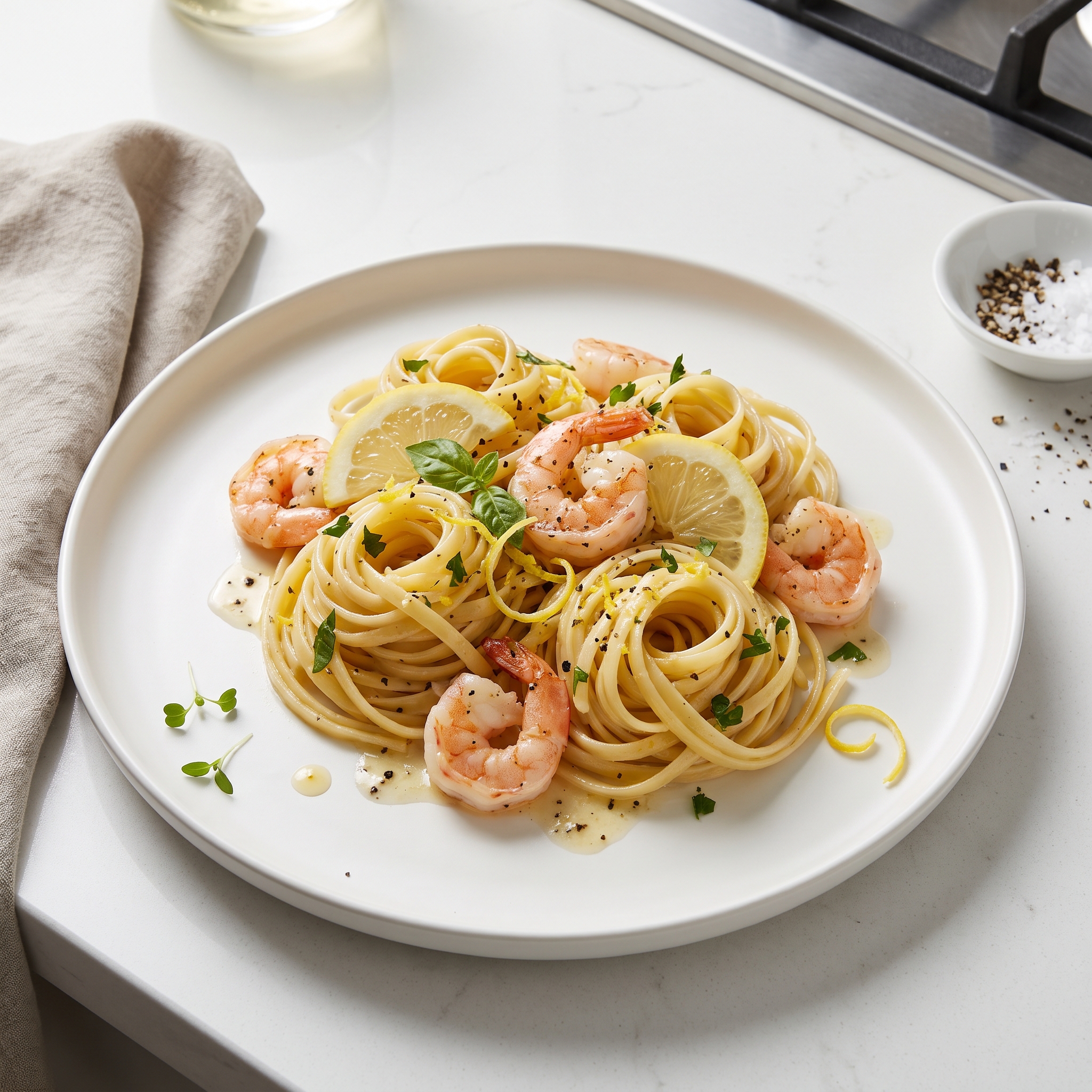 Lemon-Pepper Shrimp Linguine