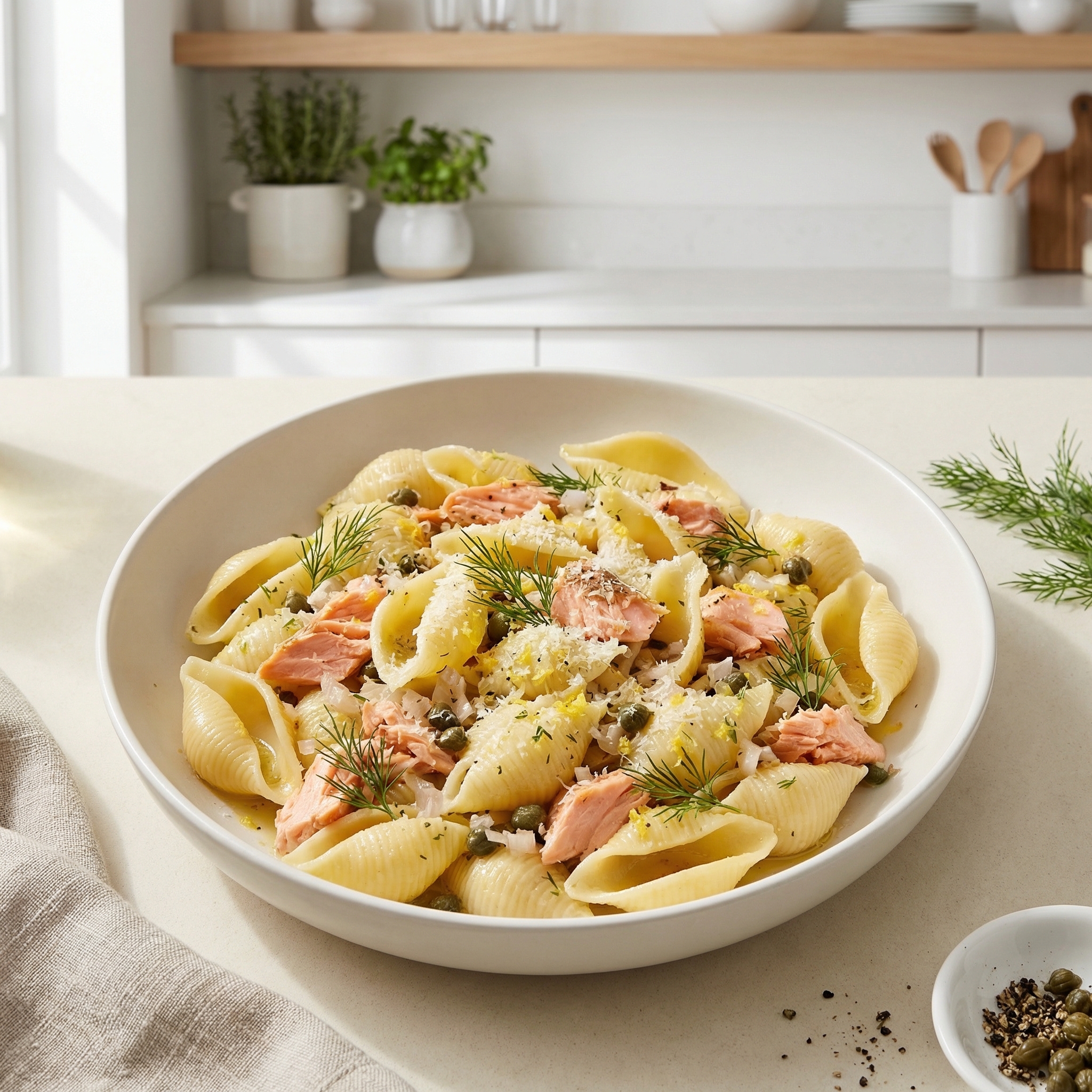 Bright Lemon-Dill Salmon Shell Pasta Salad