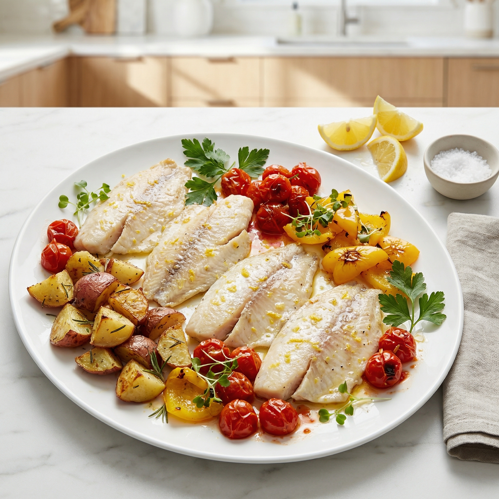 Roasted Tilapia with Potatoes on a Sheet Pan