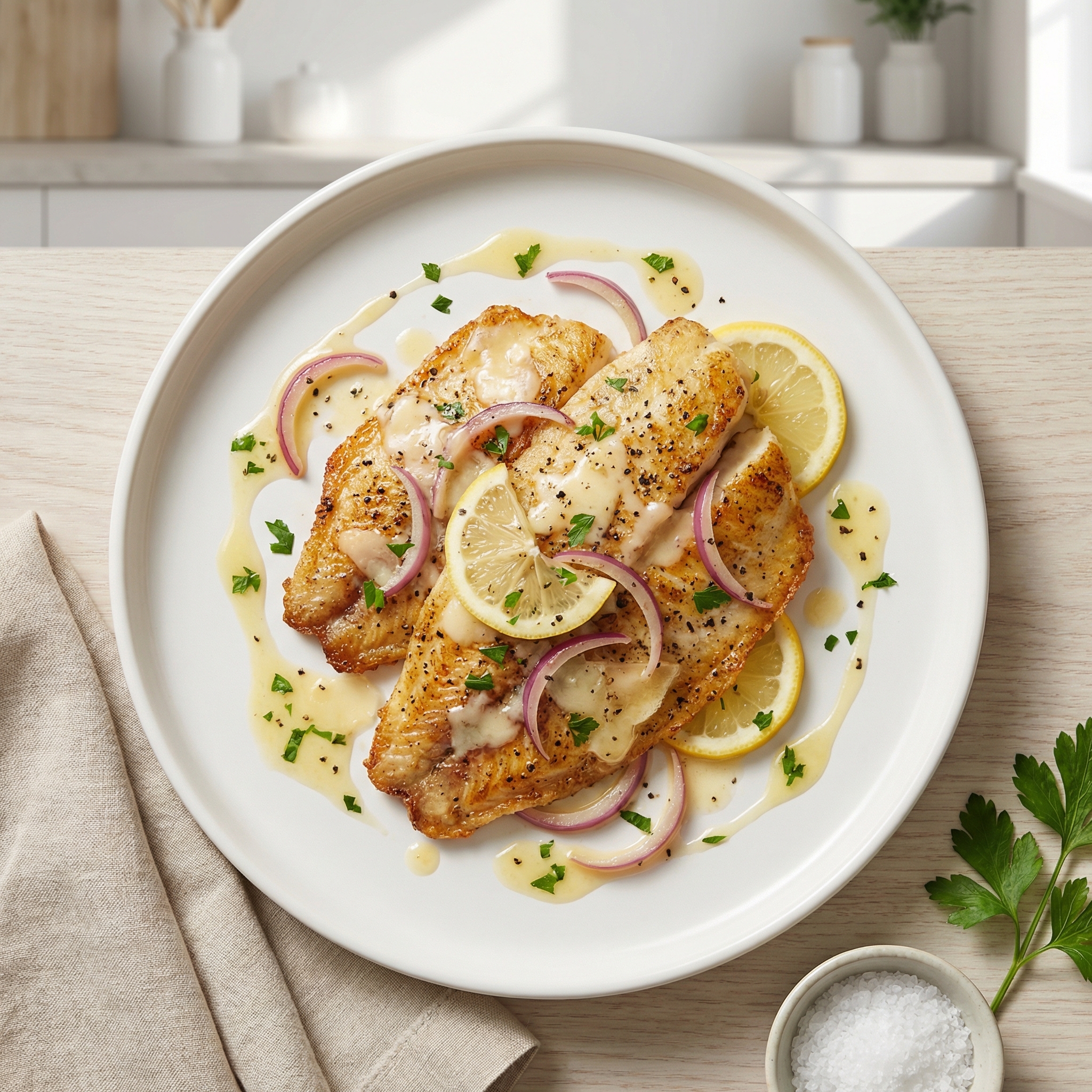 Skillet-Grilled Tilapia with Lemon and Red Onion