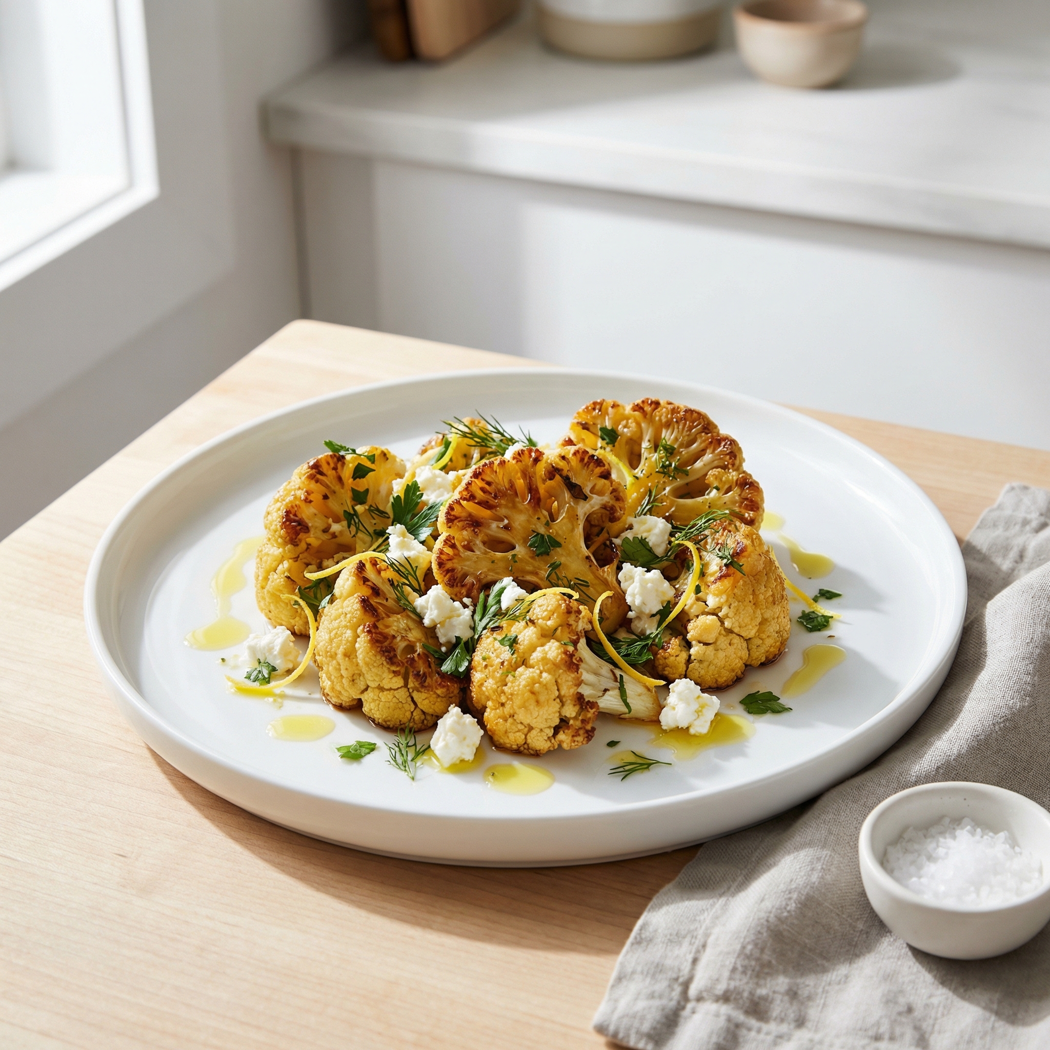 Roasted Cauliflower with Feta