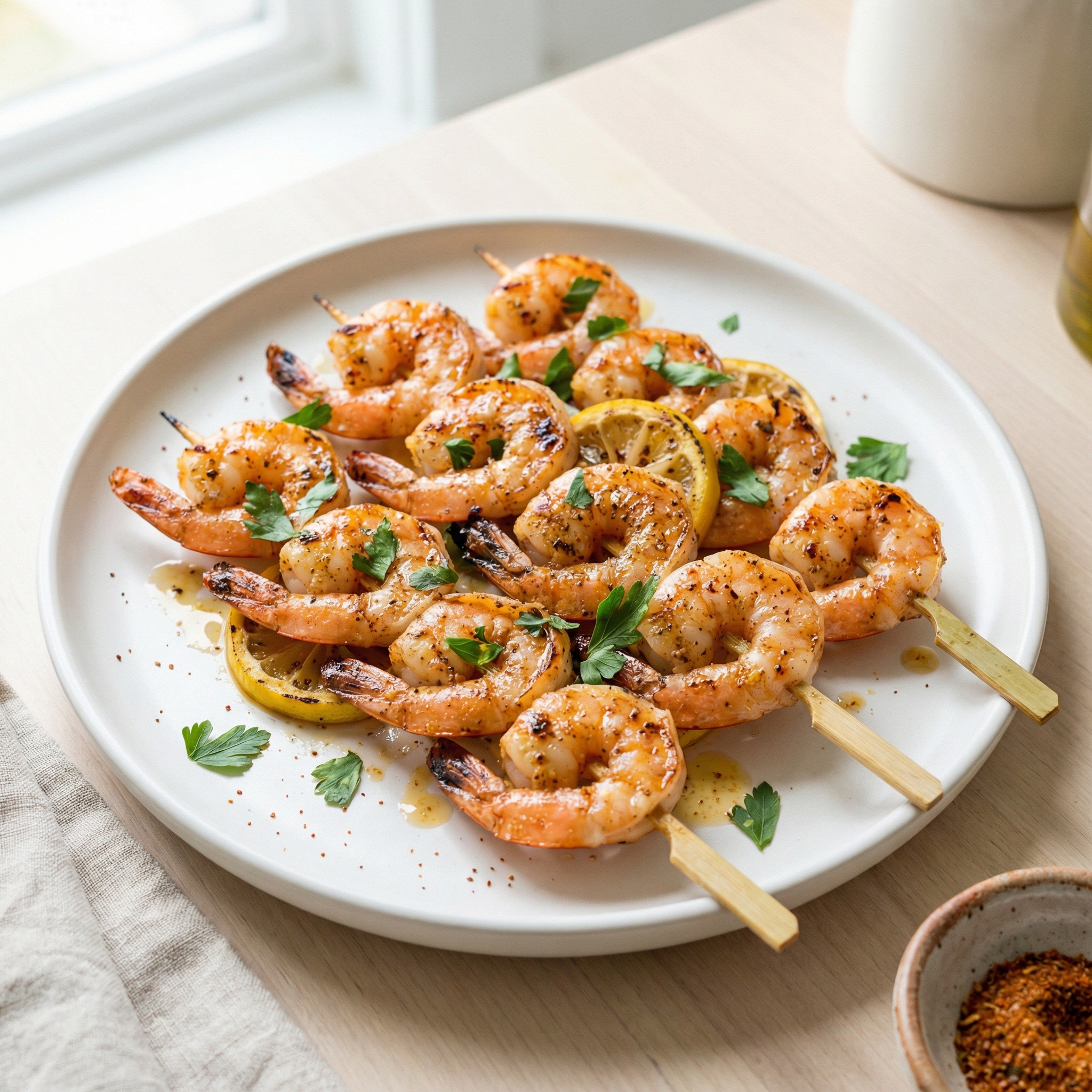 Quick Charred Lemon Shrimp