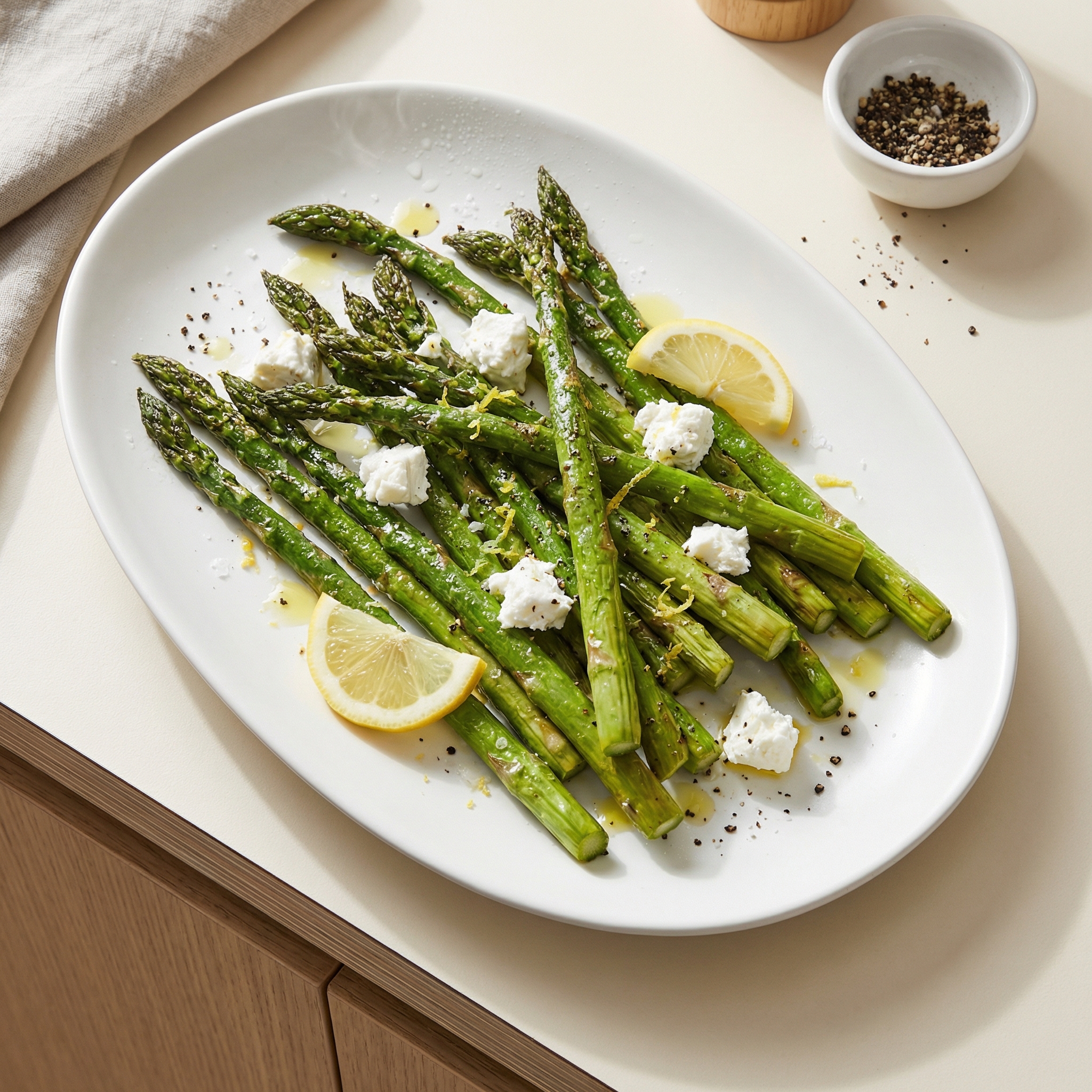 Roasted Asparagus with Lemon and Goat Cheese
