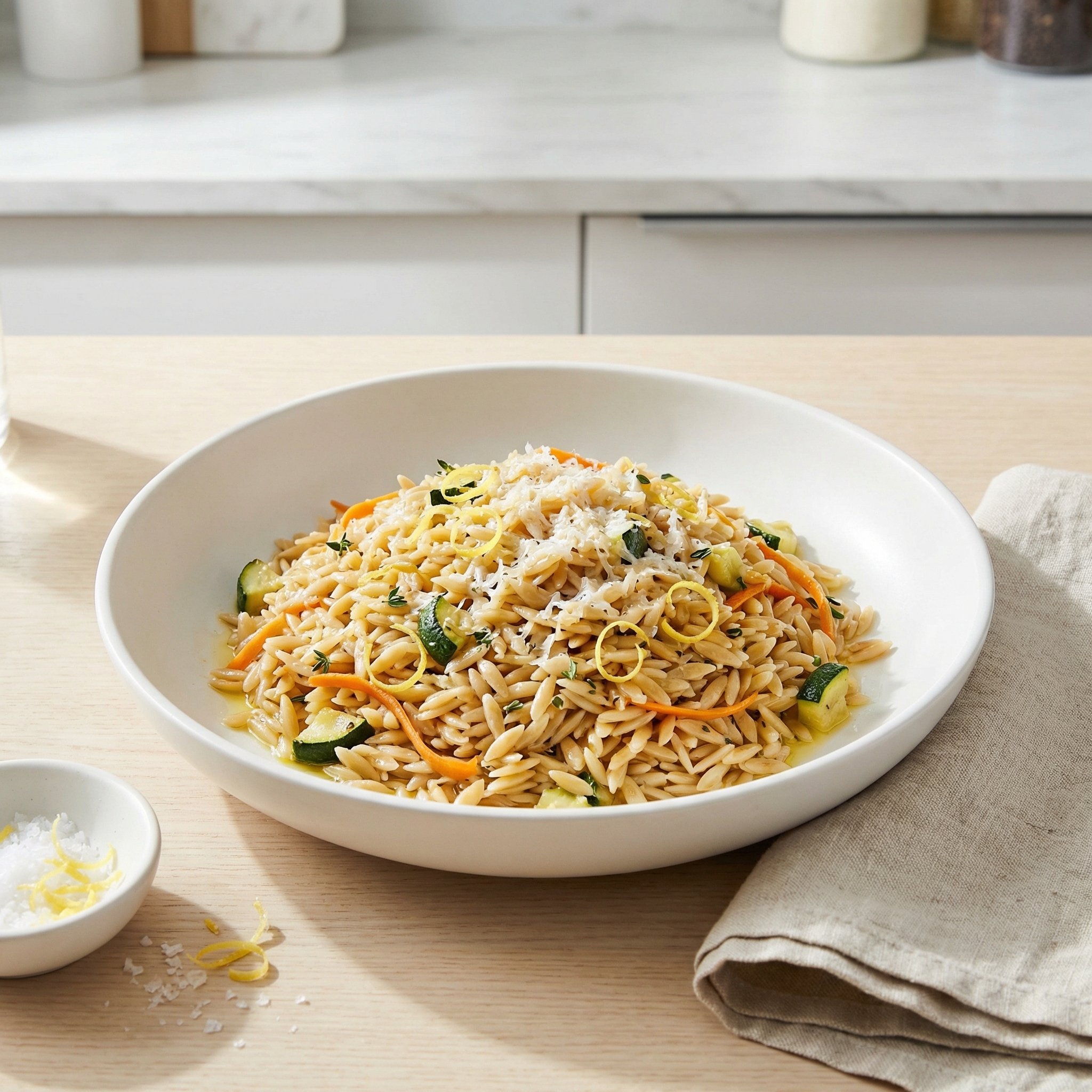 Lemony Orzo Primavera with Zucchini and Carrot