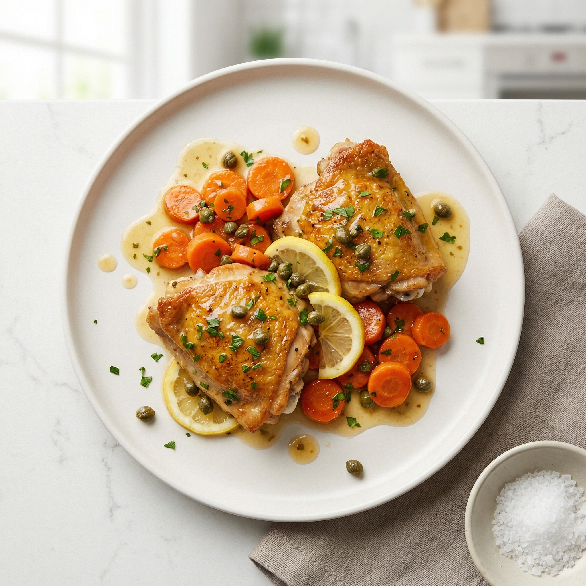 Chicken Thighs in White Wine with Carrots