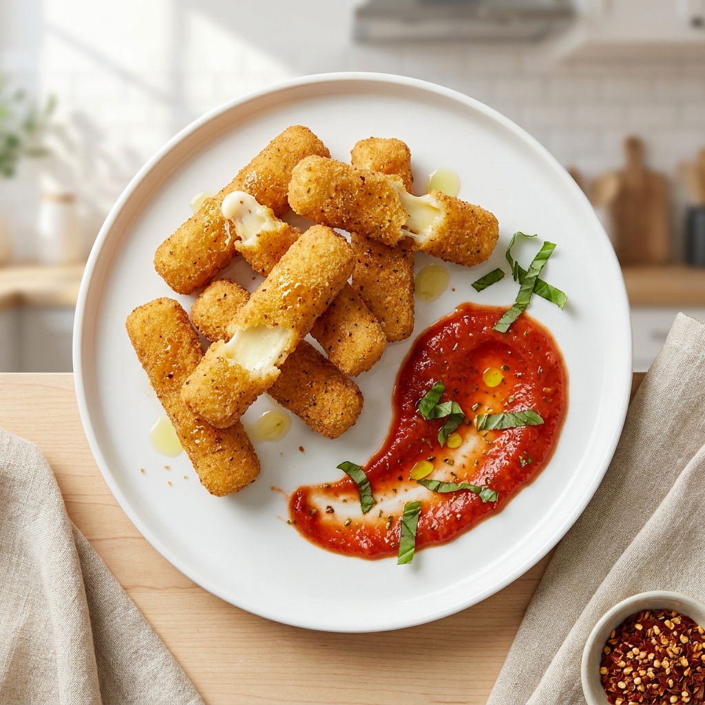 Light and Baked Mozzarella Sticks