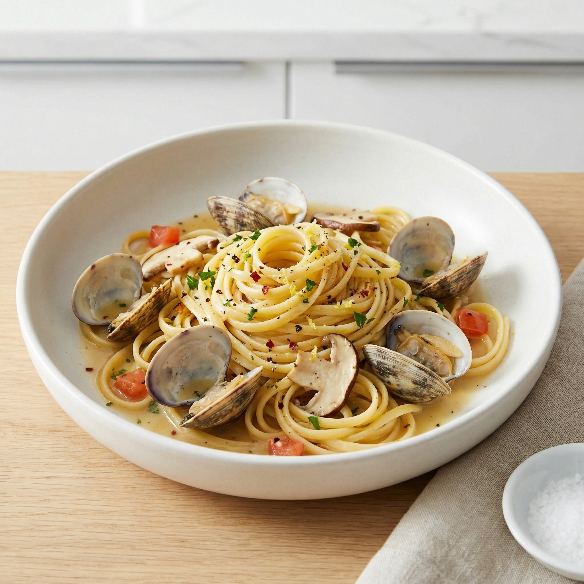 Linguine with Clams and Porcini