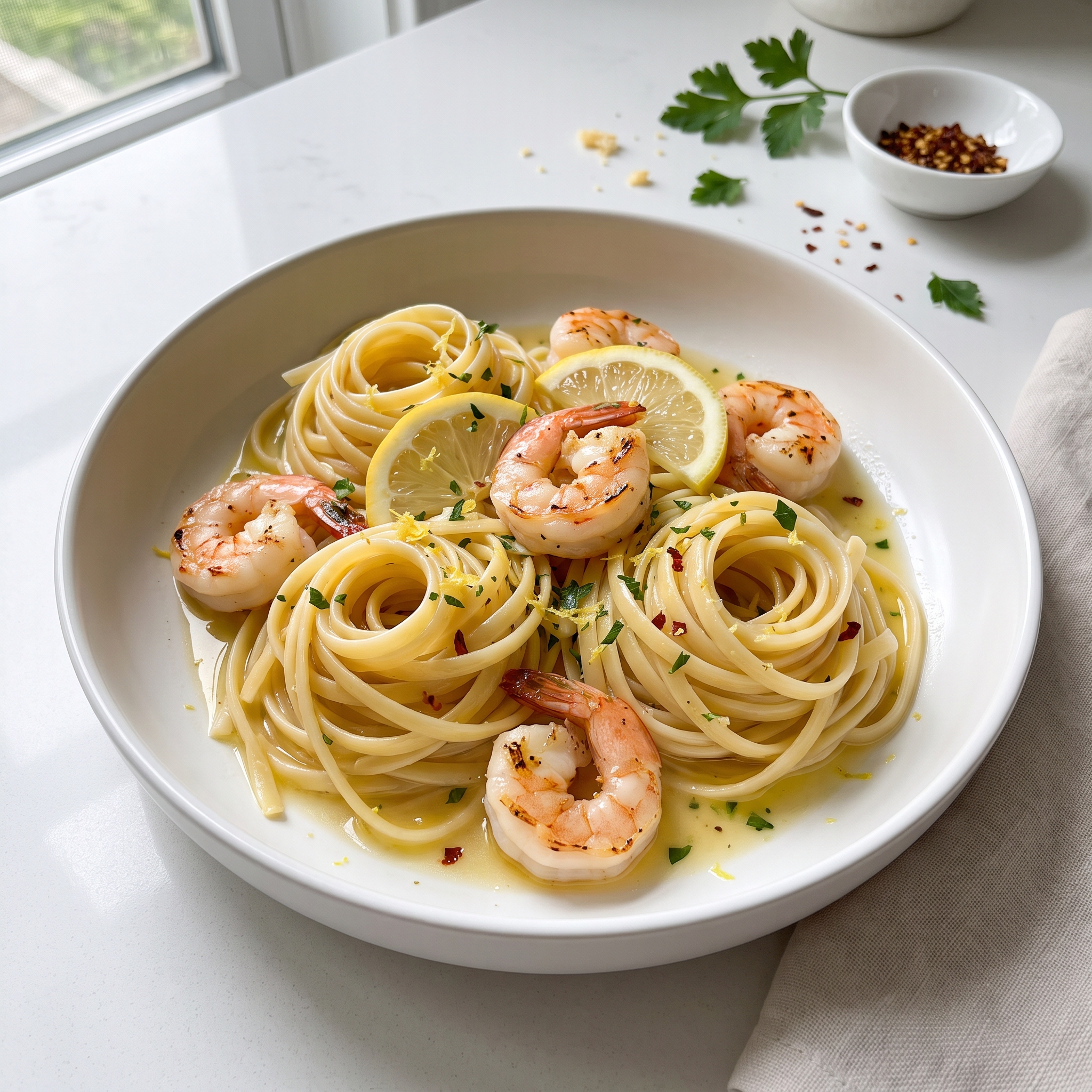 Linguine with Garlic-Lemon Shrimp Scampi