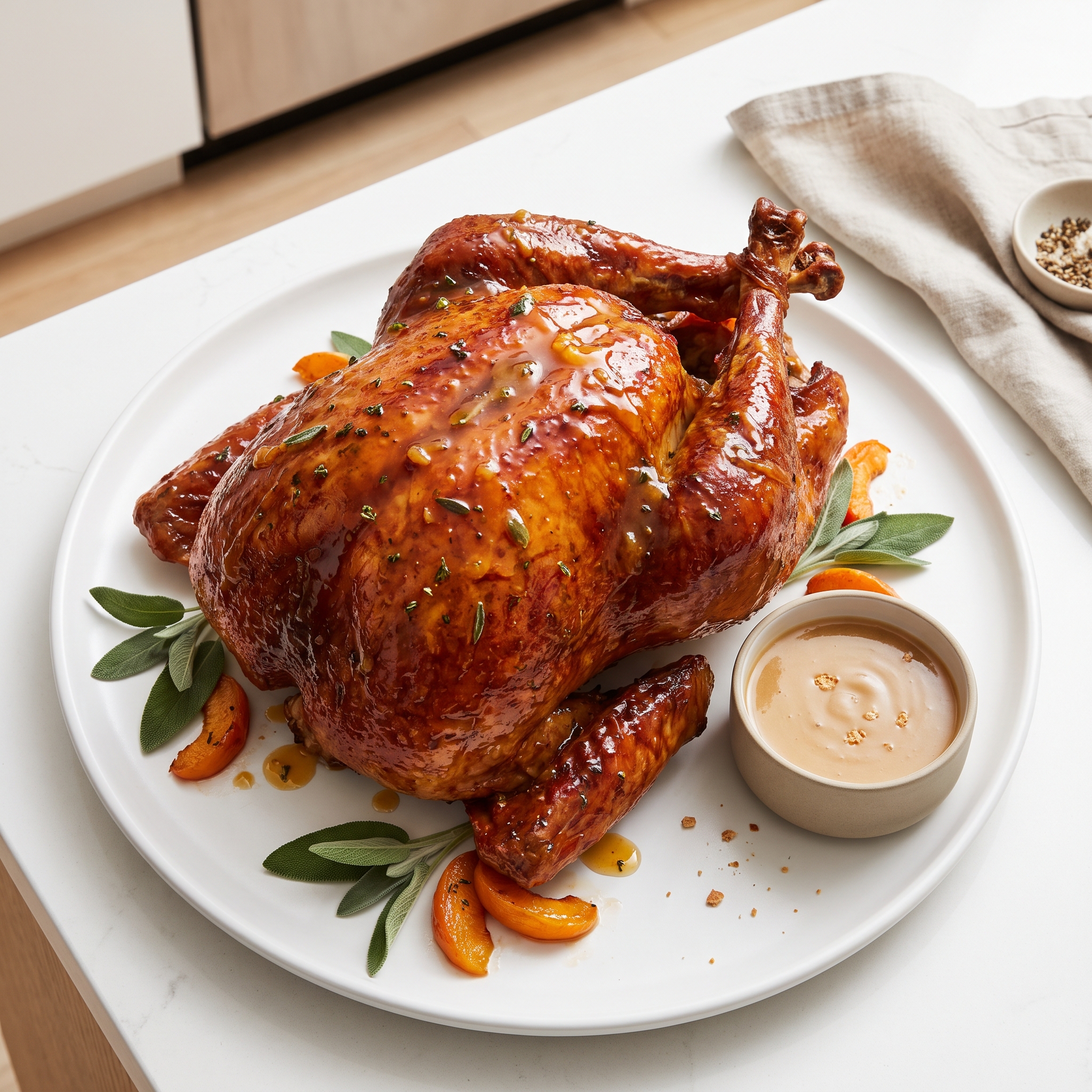 Ma Lipo’s Turkey with Apricot Glaze and Roasted Onion–Shallot Gravy