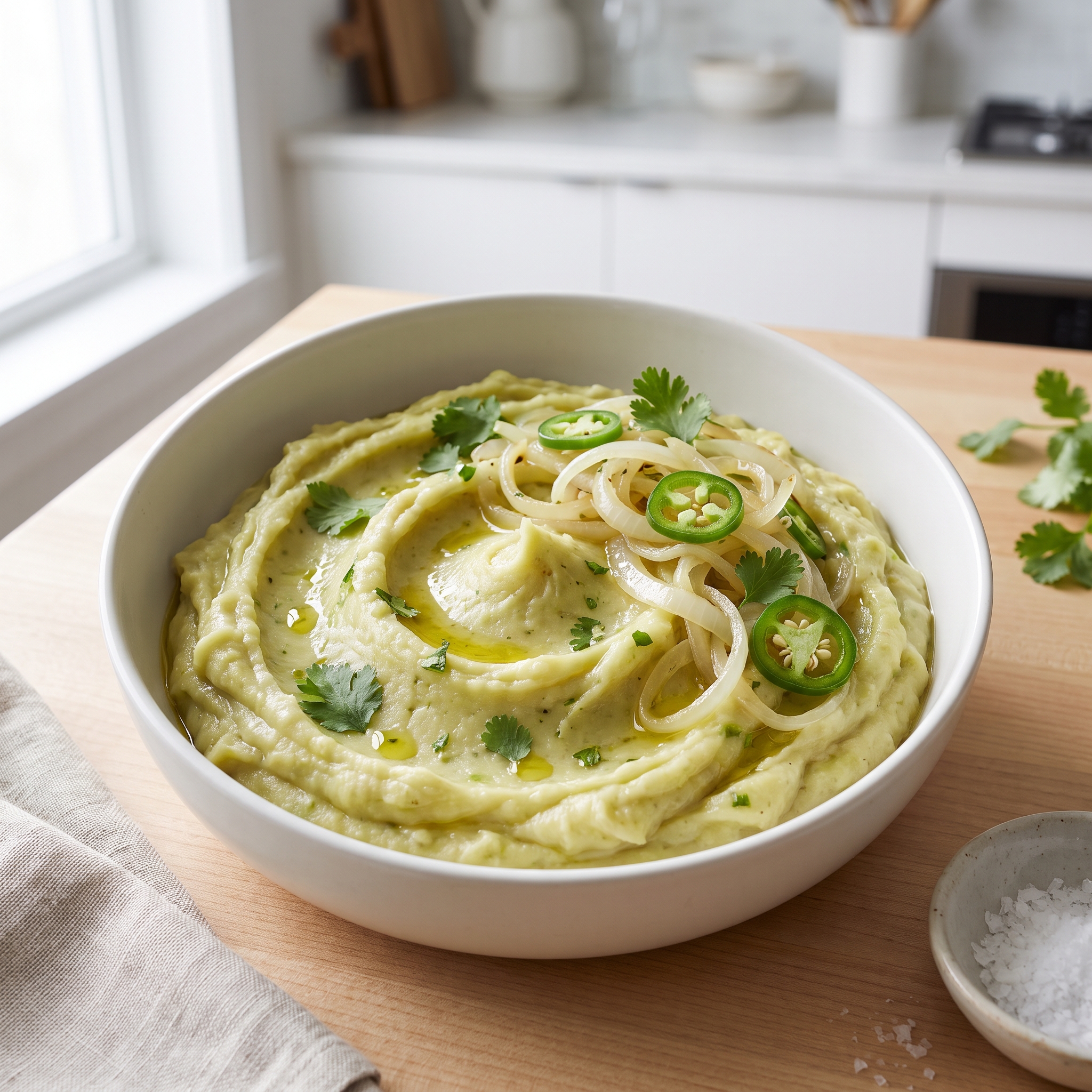 Mangú (Mashed Green Plantains) with Onions and Peppers