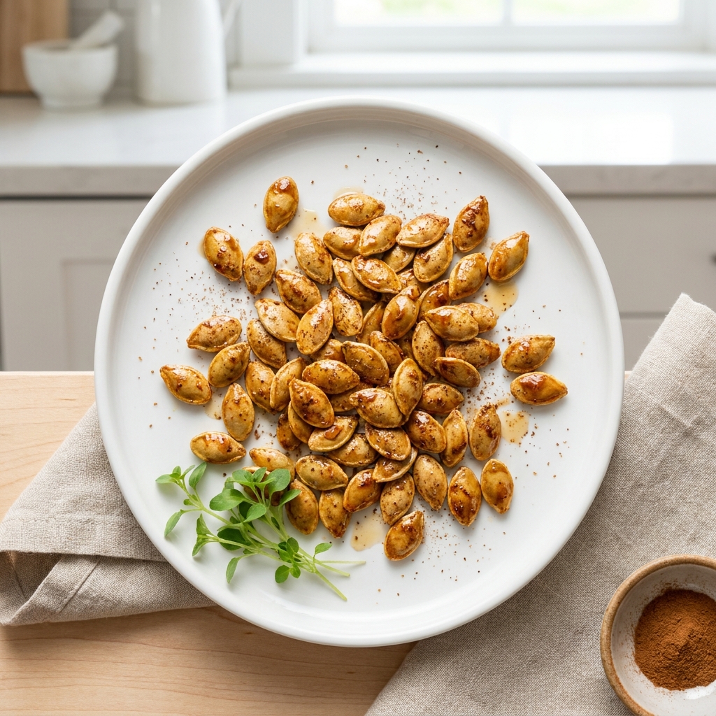 Maple-Cinnamon Roasted Pumpkin Seeds