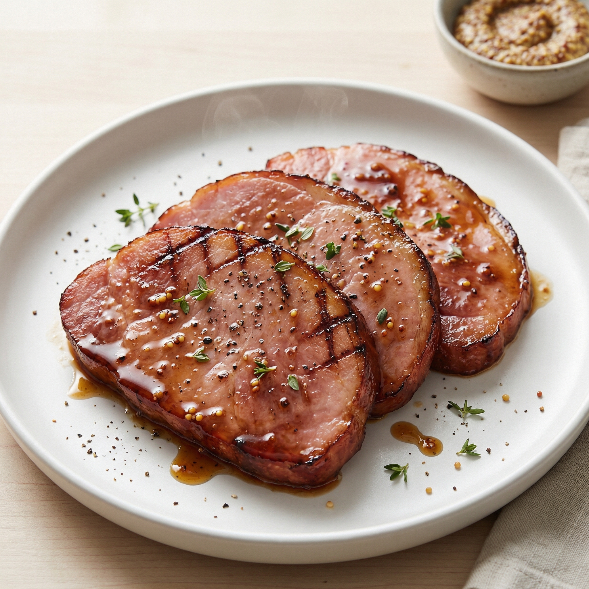 Maple-Glazed Ham Steaks for Two