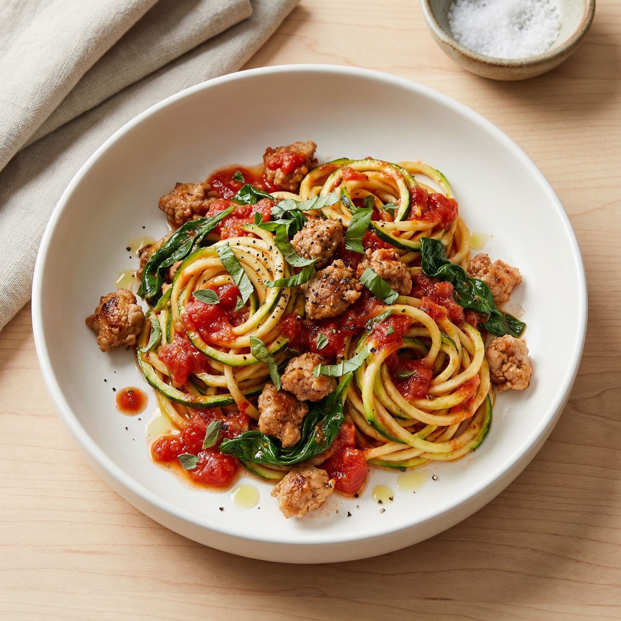 Ground Turkey Marinara with Zucchini Noodles