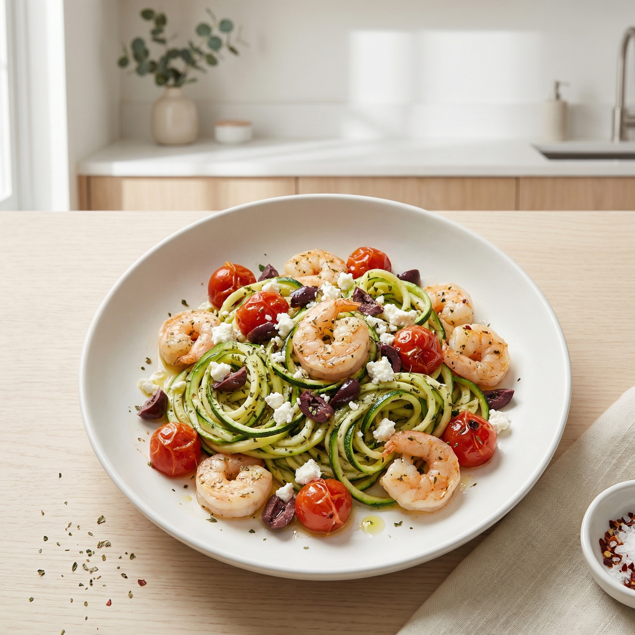 Mediterranean Zoodles with Shrimp