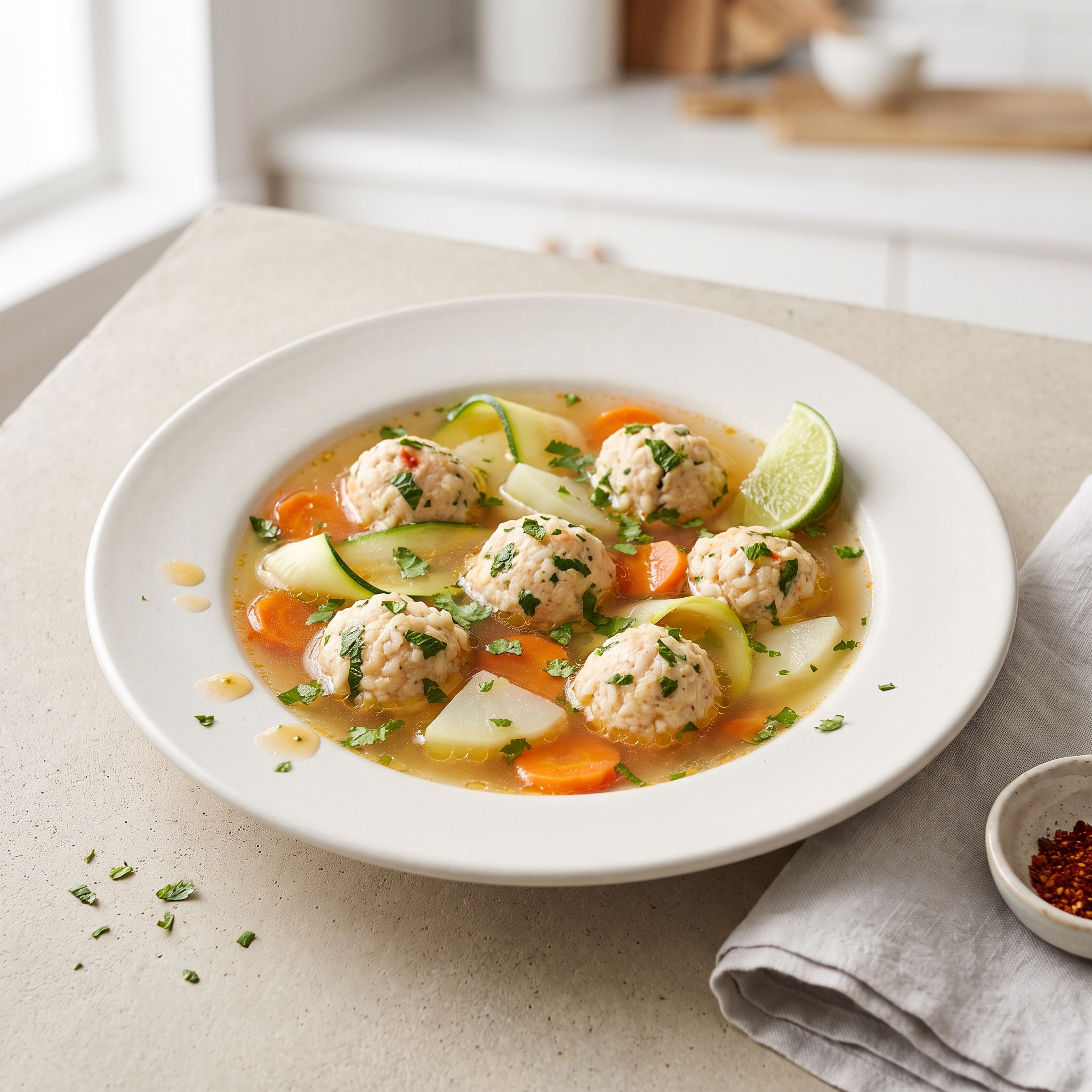 Mexican Chicken Meatball Soup (Sopa de Albóndigas de Pollo)