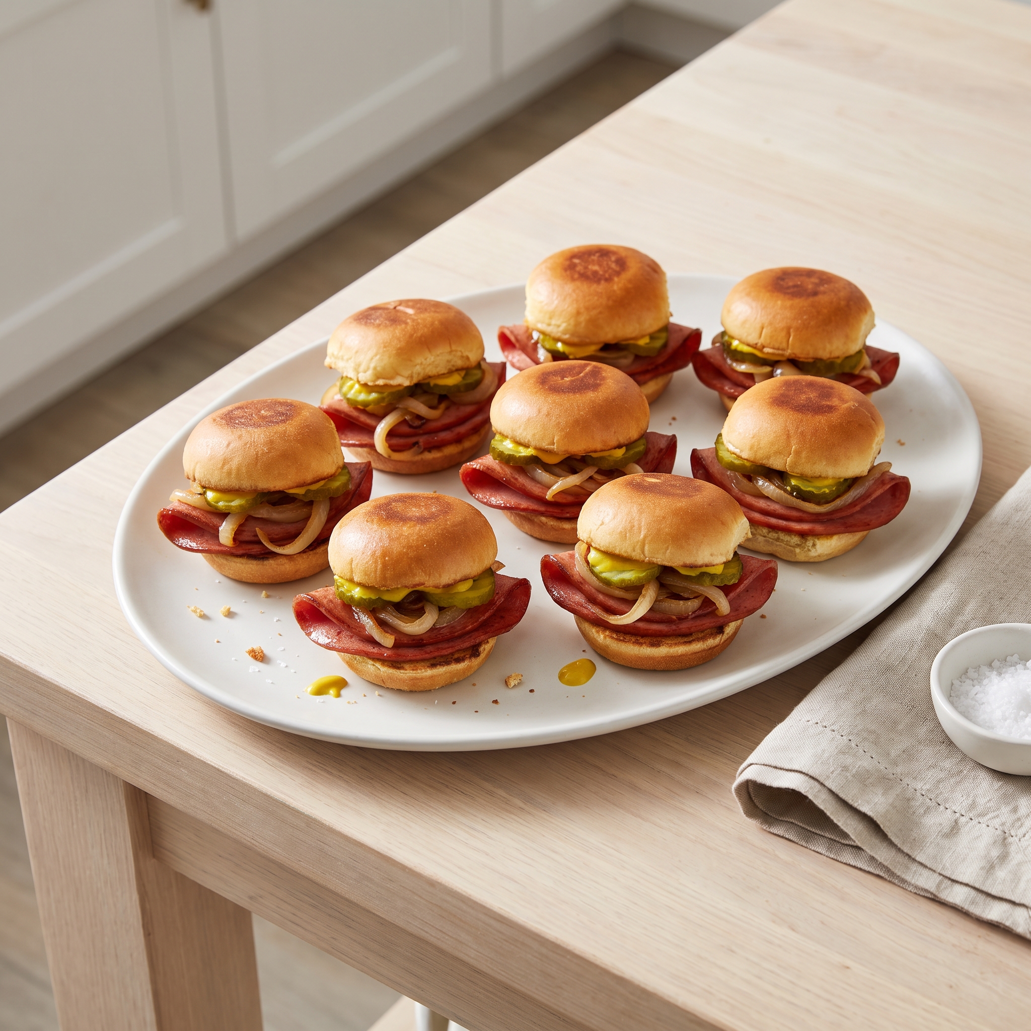 Mini Bologna Sliders with Crispy Onions