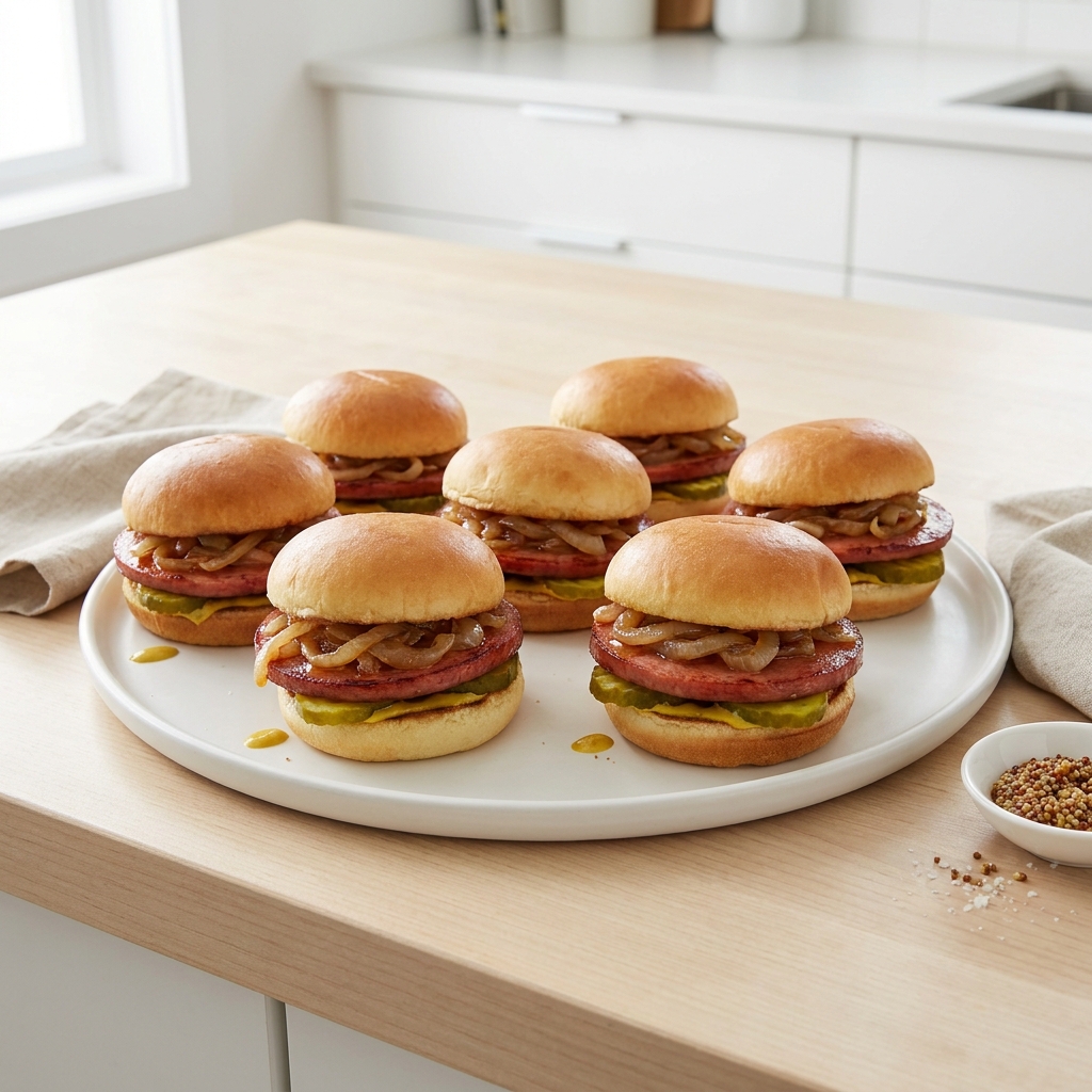 Mini Bologna Sliders with Crispy Onions