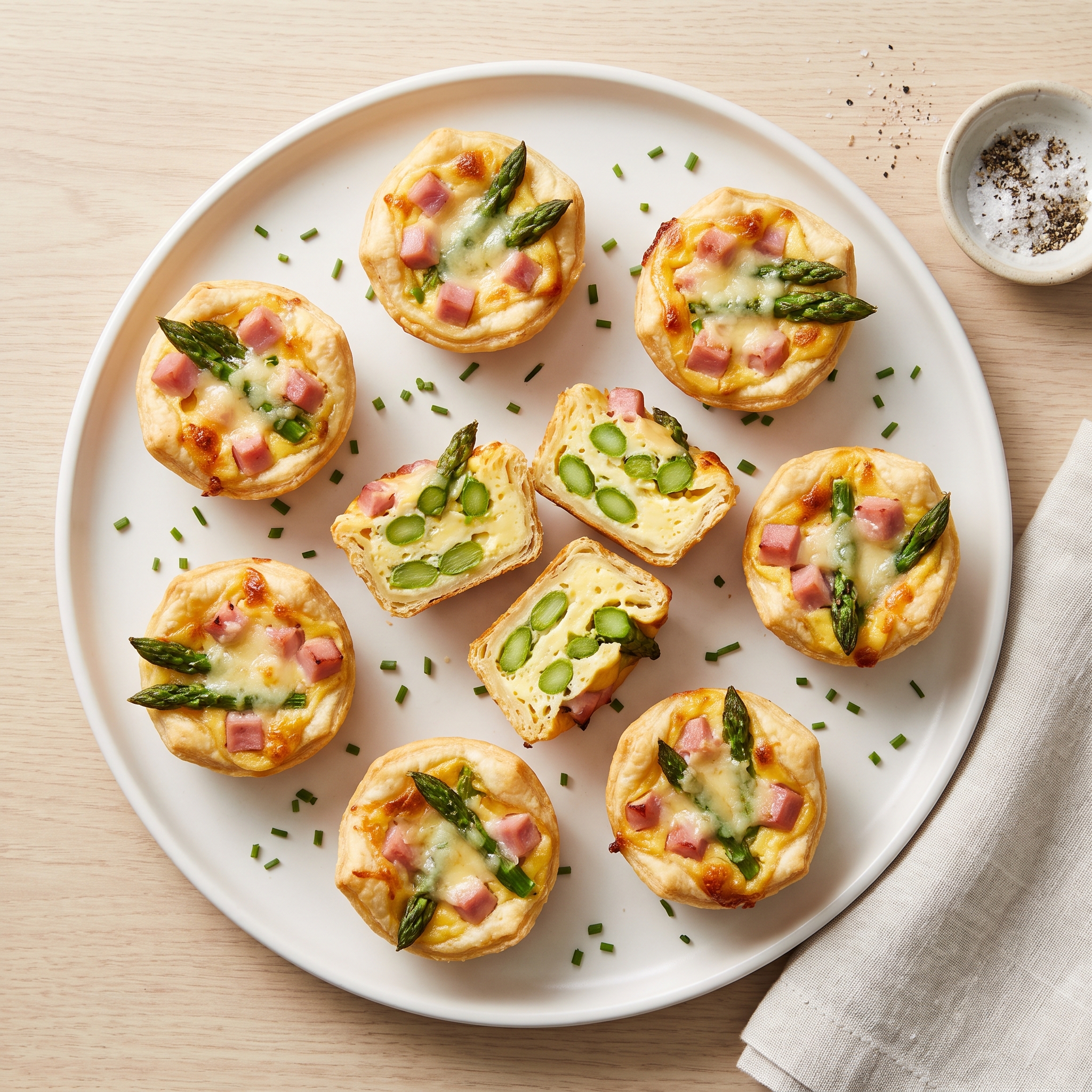 Mini Quiche Bites with Asparagus and Ham
